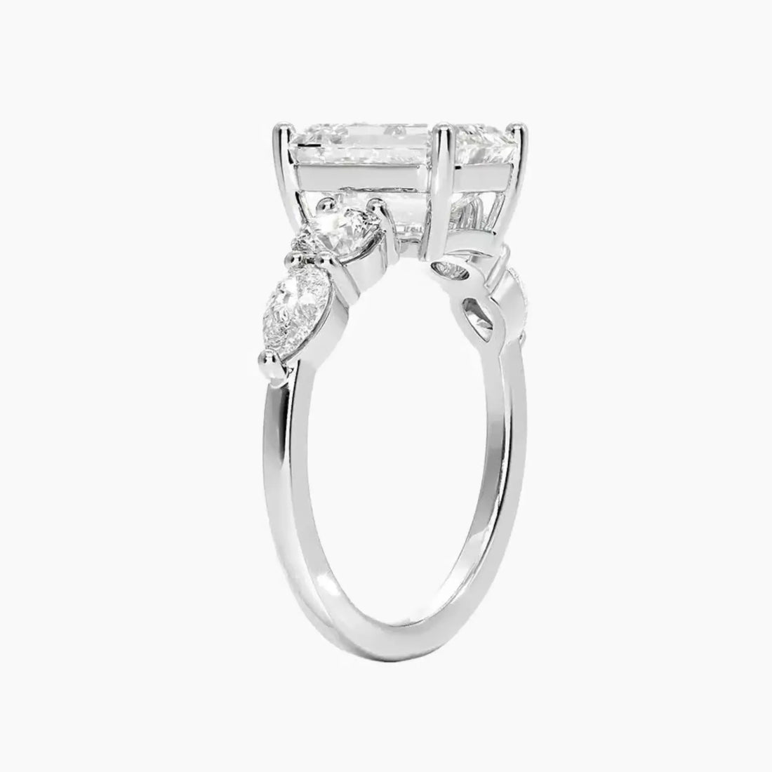 Daria Five Stone Emerald Designer 3 Carat Lab Grown Diamond Engagement Ring in 14K White Gold