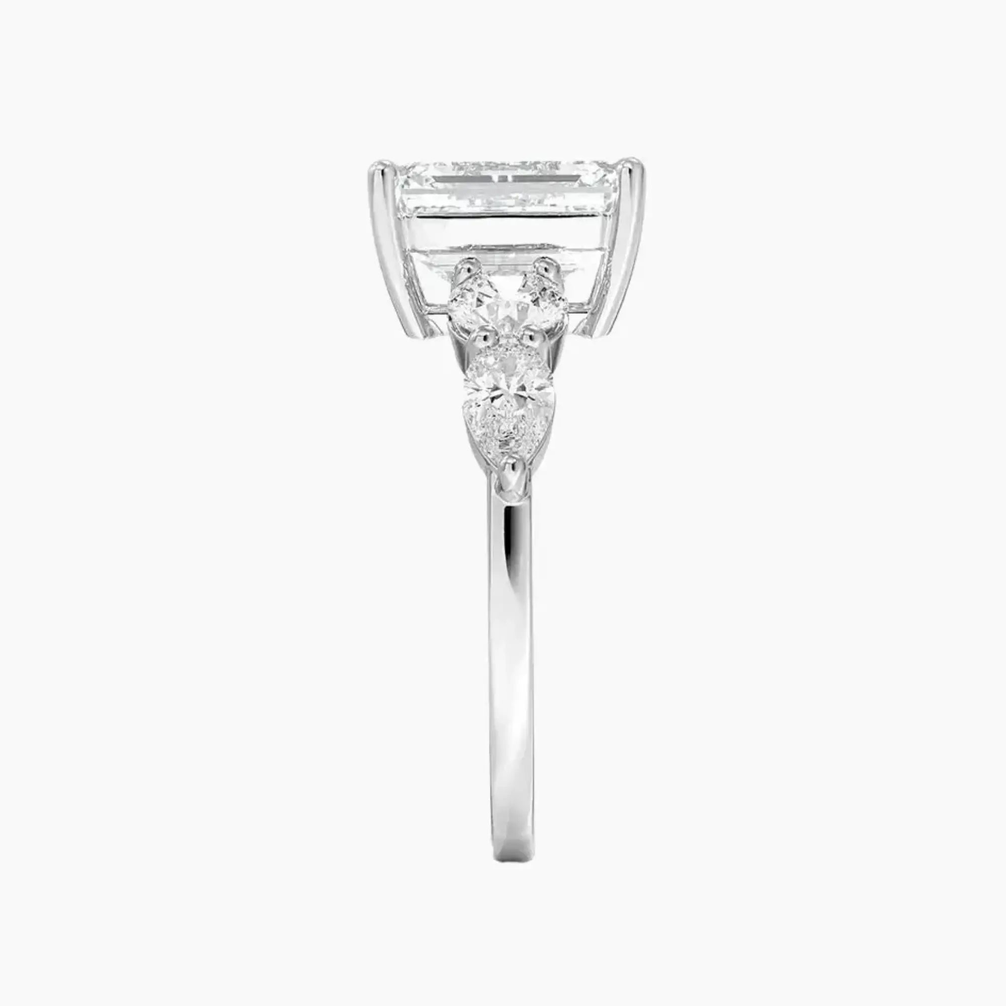 Daria Five Stone Emerald Designer 3 Carat Lab Grown Diamond Engagement Ring in 18K Rose Gold