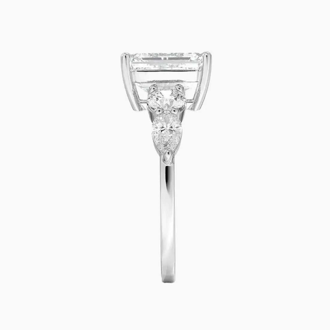 Daria Five Stone Emerald Designer Diamond Ring Setting in 14K White Gold