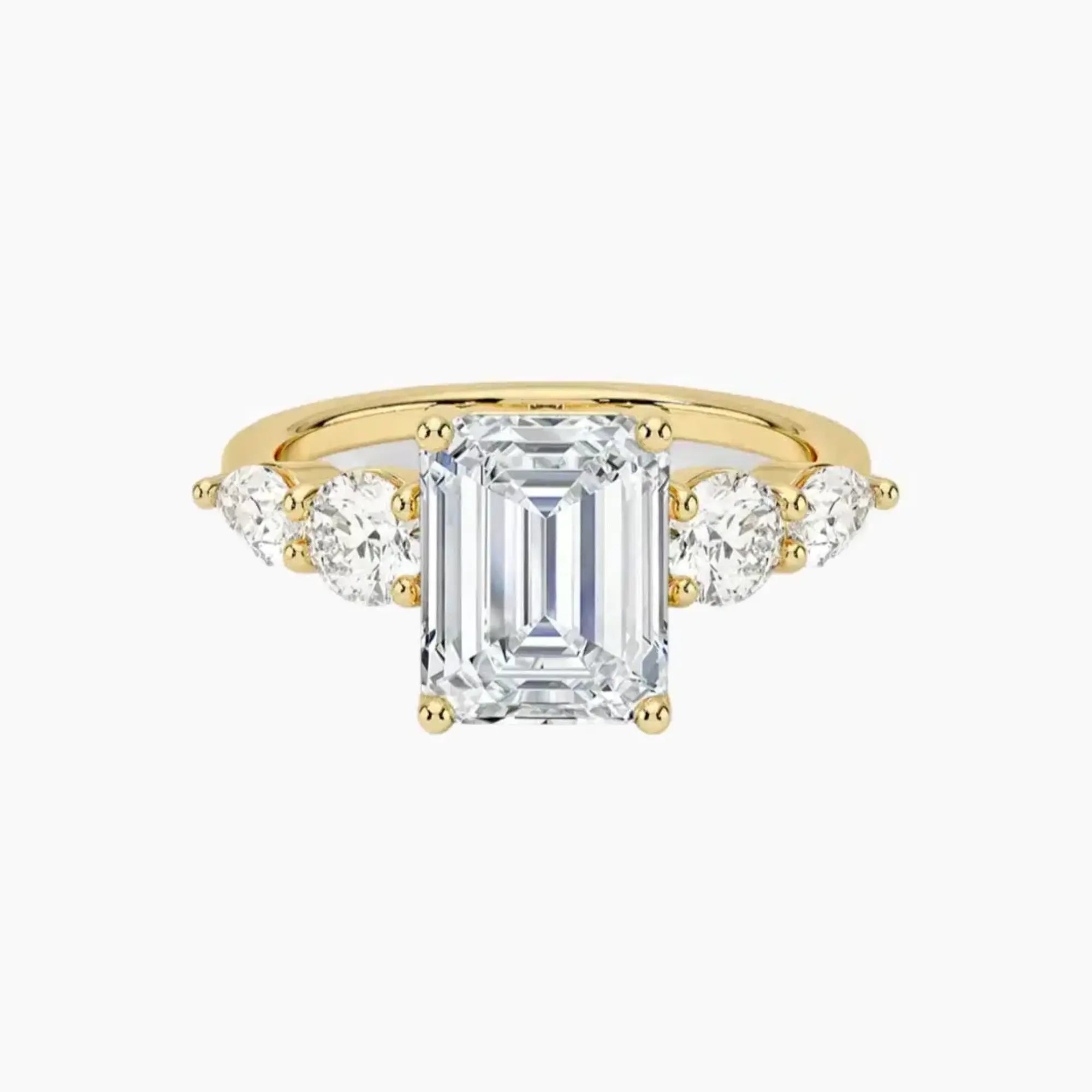 Daria Five Stone Emerald Designer Diamond Ring Setting in 18K Rose Gold