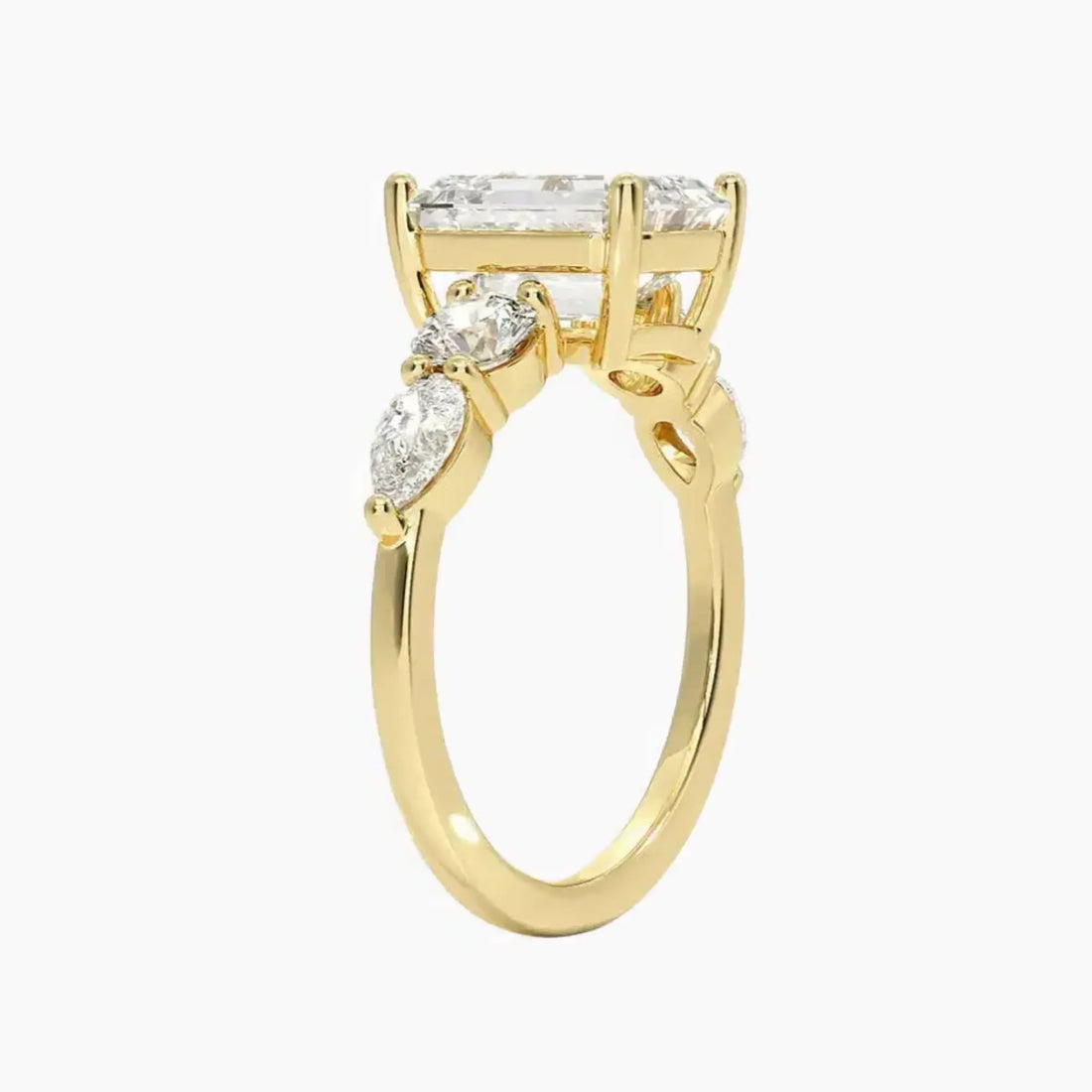 Daria Five Stone Emerald Designer Diamond Ring Setting in 18K Yellow Gold