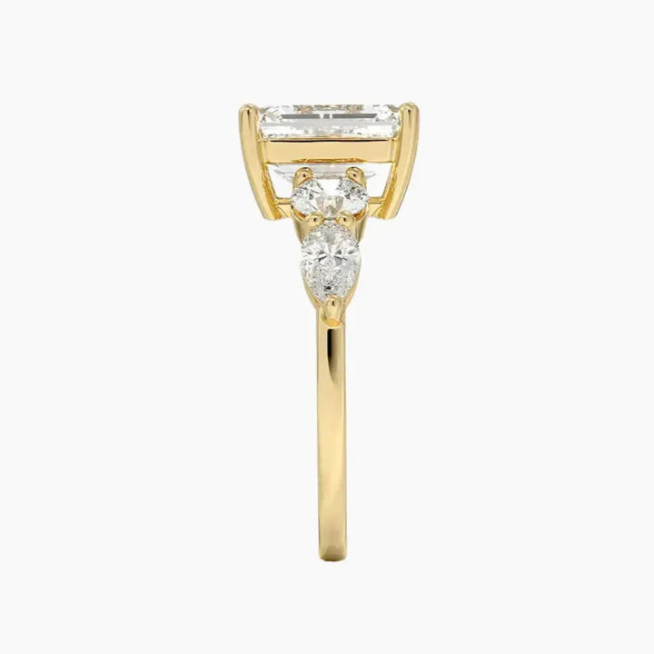 Daria Five Stone Emerald Designer 3 Carat Lab Grown Diamond Engagement Ring in 14K Rose Gold