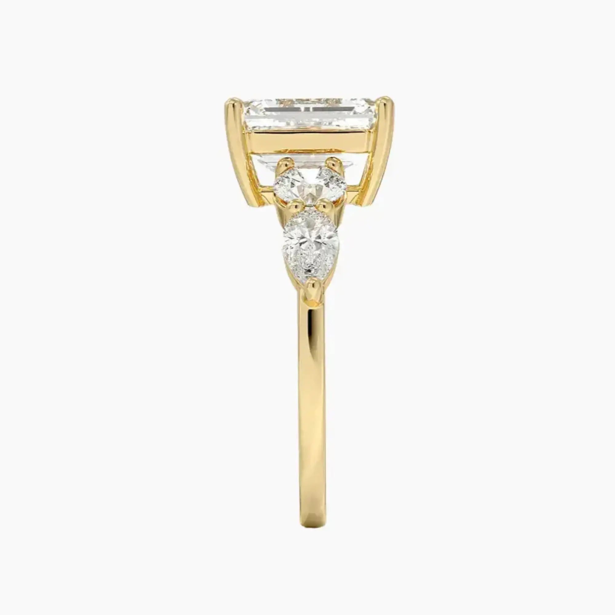 Daria Five Stone Emerald Designer 3 Carat Lab Grown Diamond Engagement Ring in 14K Yellow Gold