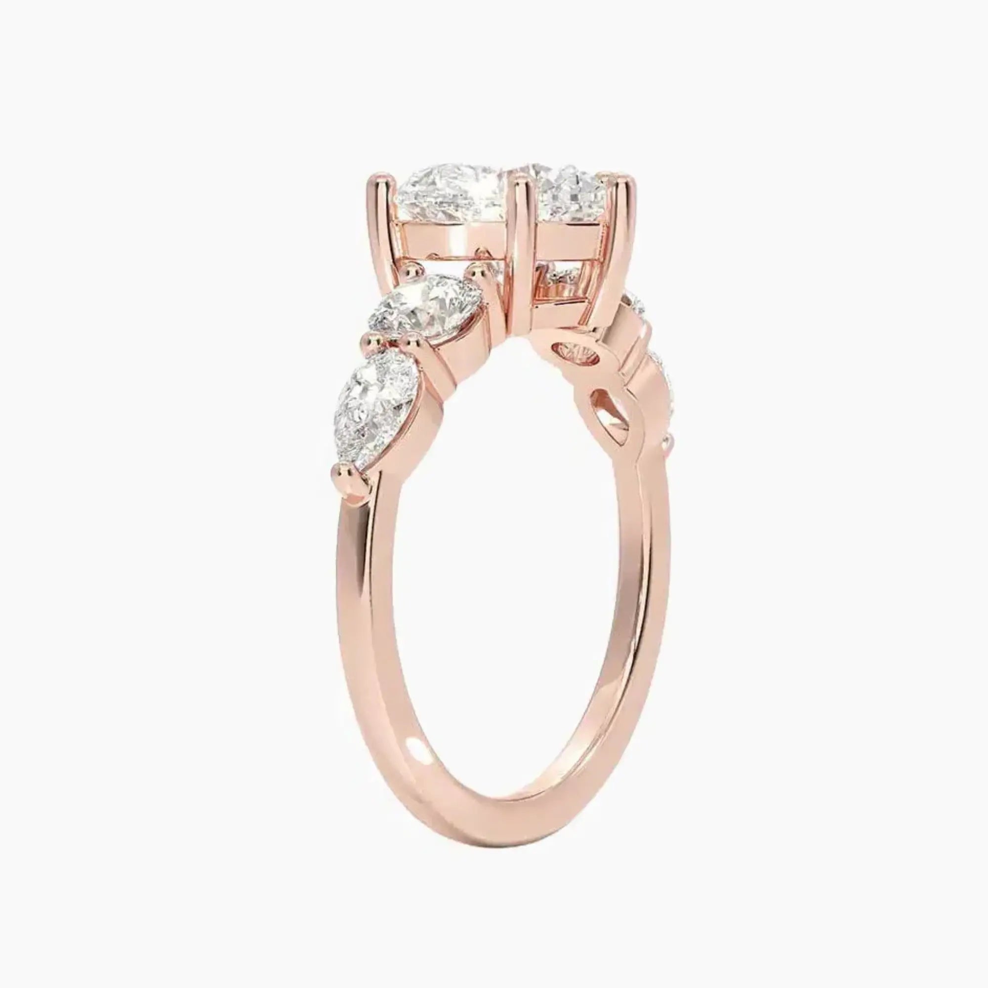 Daria Five Stone Heart Designer 2.5 Carat Lab Grown Diamond Engagement Ring in 14K Yellow Gold