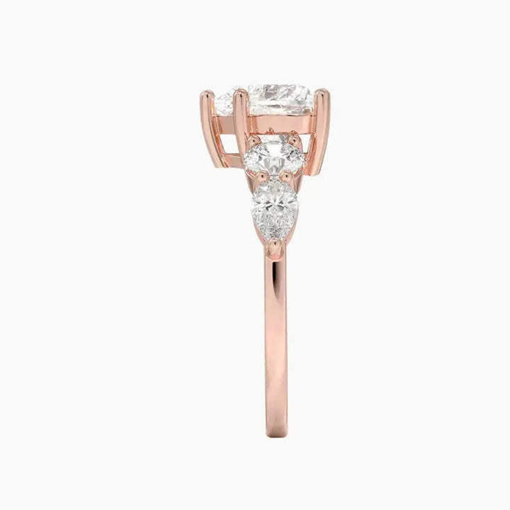 Daria Five Stone Heart Designer 3 Carat Lab Grown Diamond Engagement Ring in 18K Yellow Gold