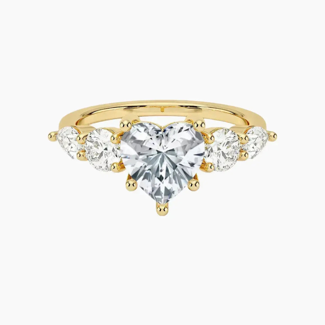 Daria Five Stone Heart Designer 3 Carat Lab Grown Diamond Engagement Ring in 14K Rose Gold