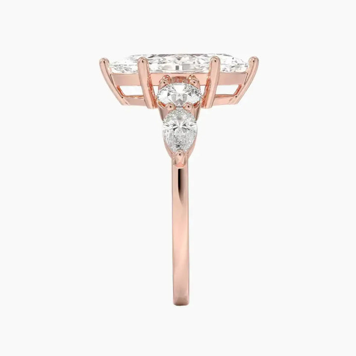 Daria Five Stone Marquise Designer 3 Carat Lab Grown Diamond Engagement Ring in 14K Yellow Gold