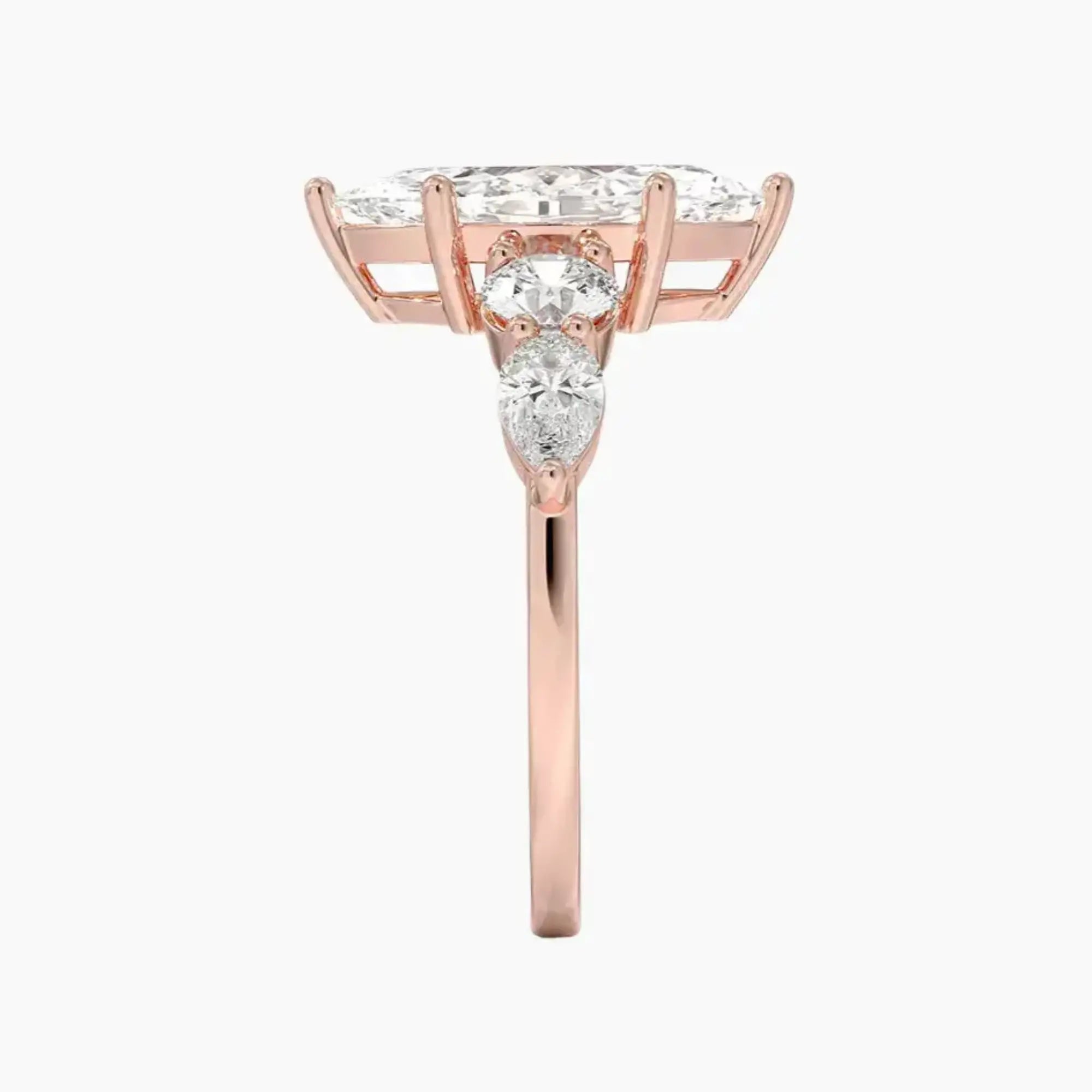 Daria Five Stone Marquise Designer 1.5 Carat Lab Grown Diamond Engagement Ring in 18K White Gold