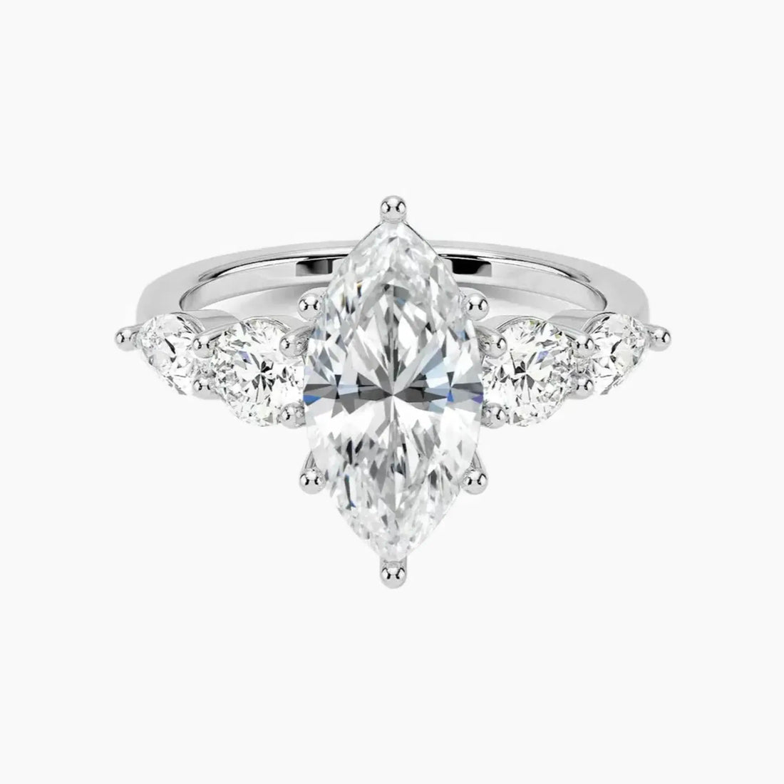 Daria Five Stone Marquise Designer 1 Carat Lab Grown Diamond Engagement Ring in 18K Yellow Gold