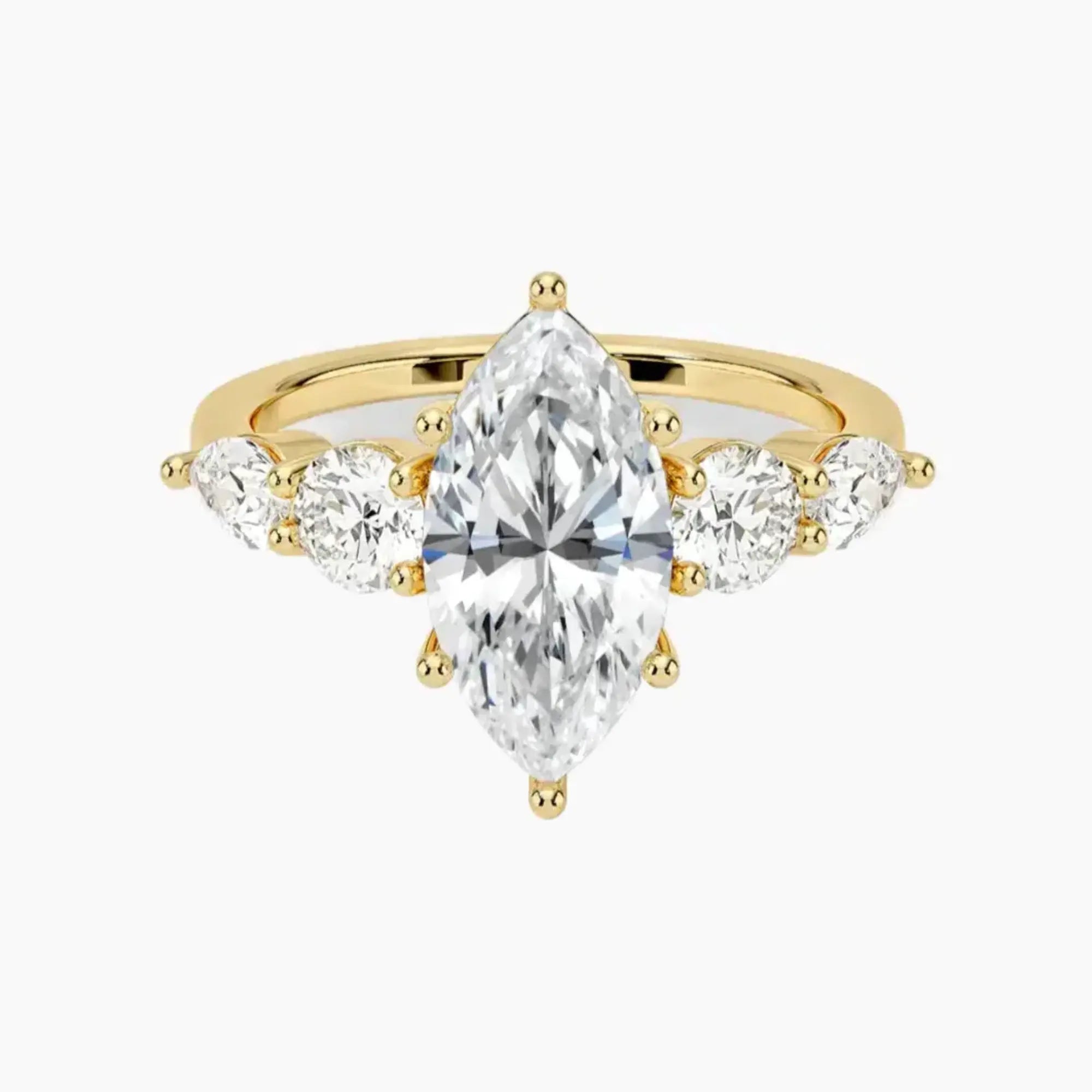 Daria Five Stone Marquise Designer 1.5 Carat Lab Grown Diamond Engagement Ring in 14K White Gold