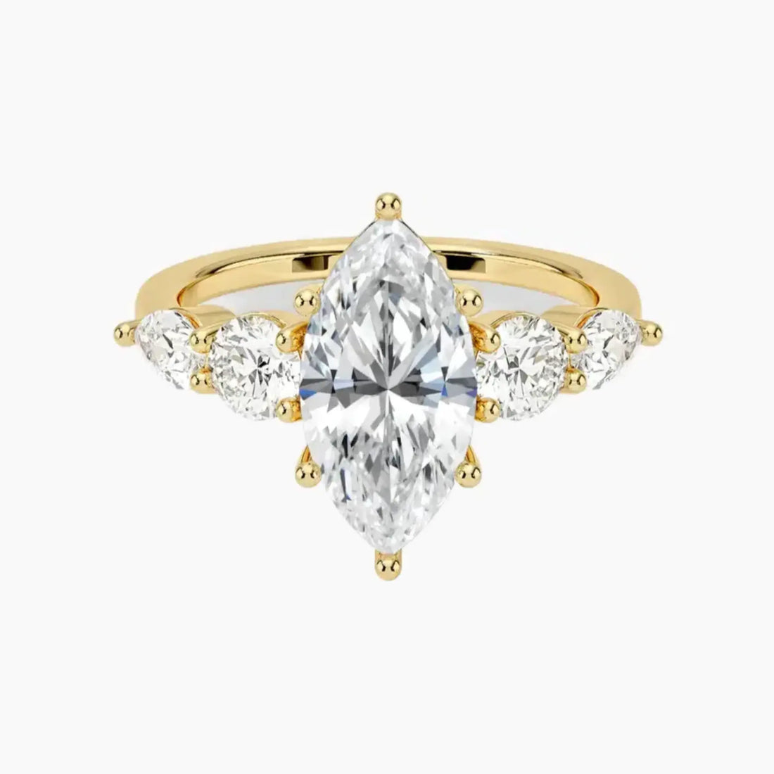 Daria Five Stone Marquise Designer Diamond Ring Setting in 18K White Gold
