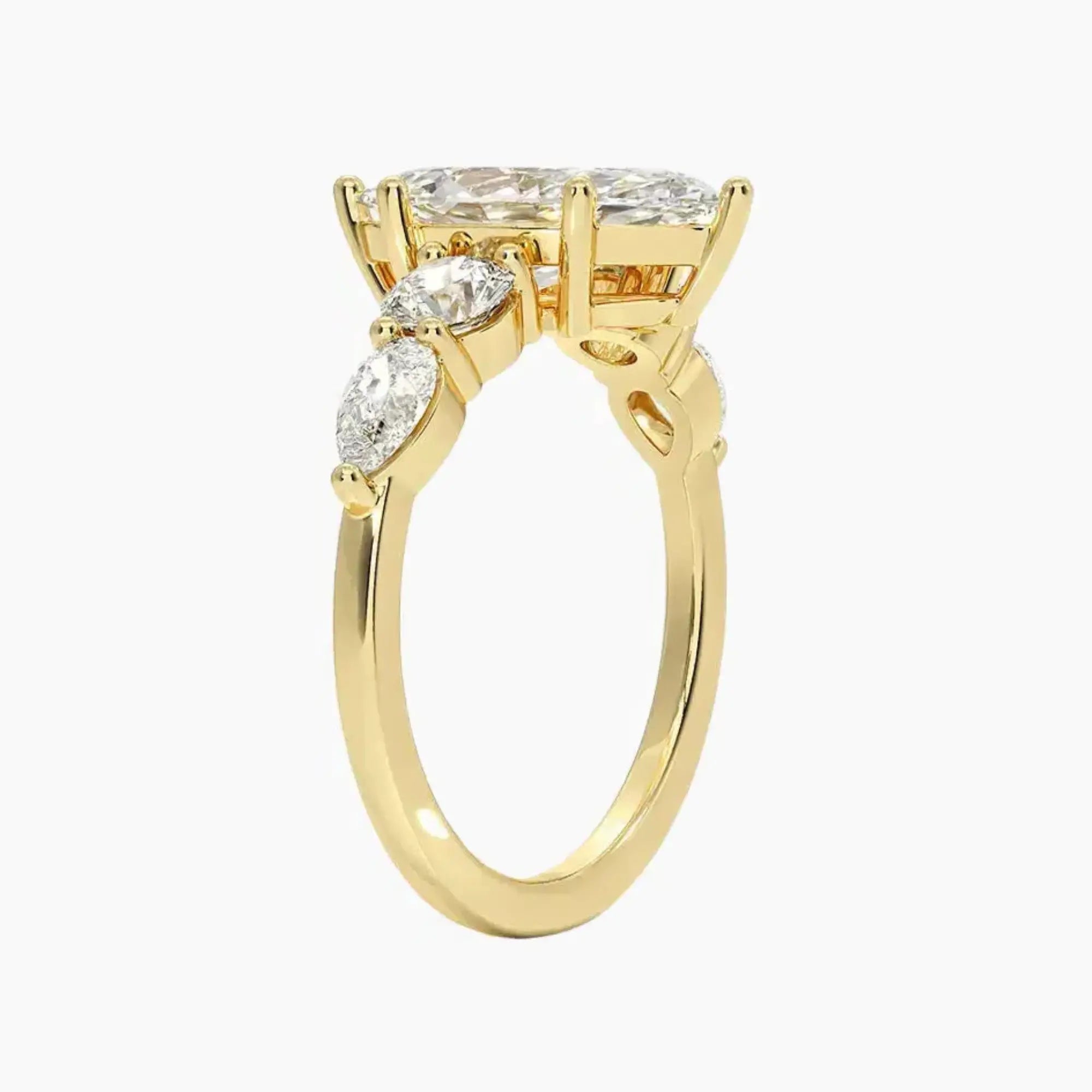 Daria Five Stone Marquise Designer 3 Carat Lab Grown Diamond Engagement Ring in 18K Rose Gold