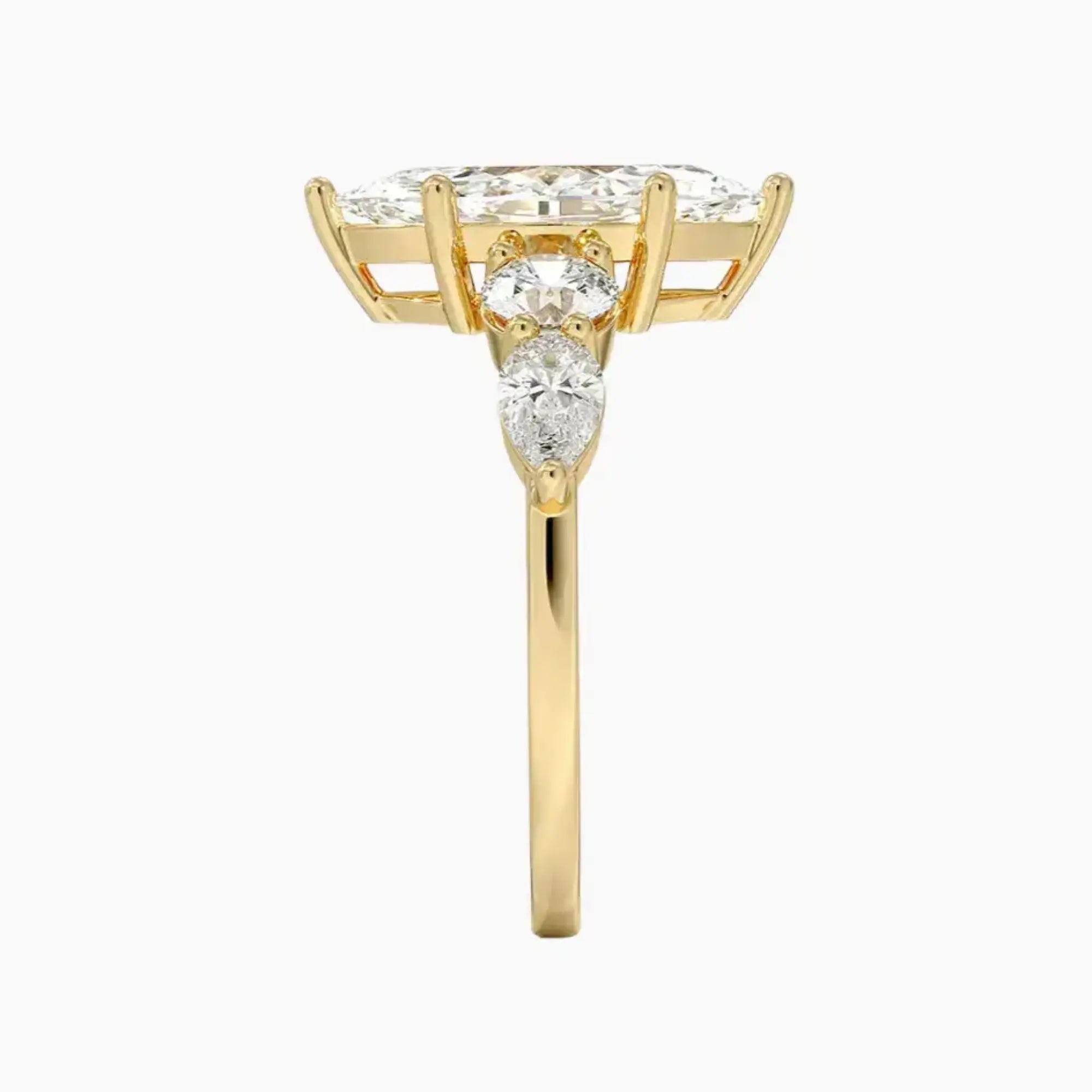 Daria Five Stone Marquise Designer 3 Carat Lab Grown Diamond Engagement Ring in 14K Yellow Gold