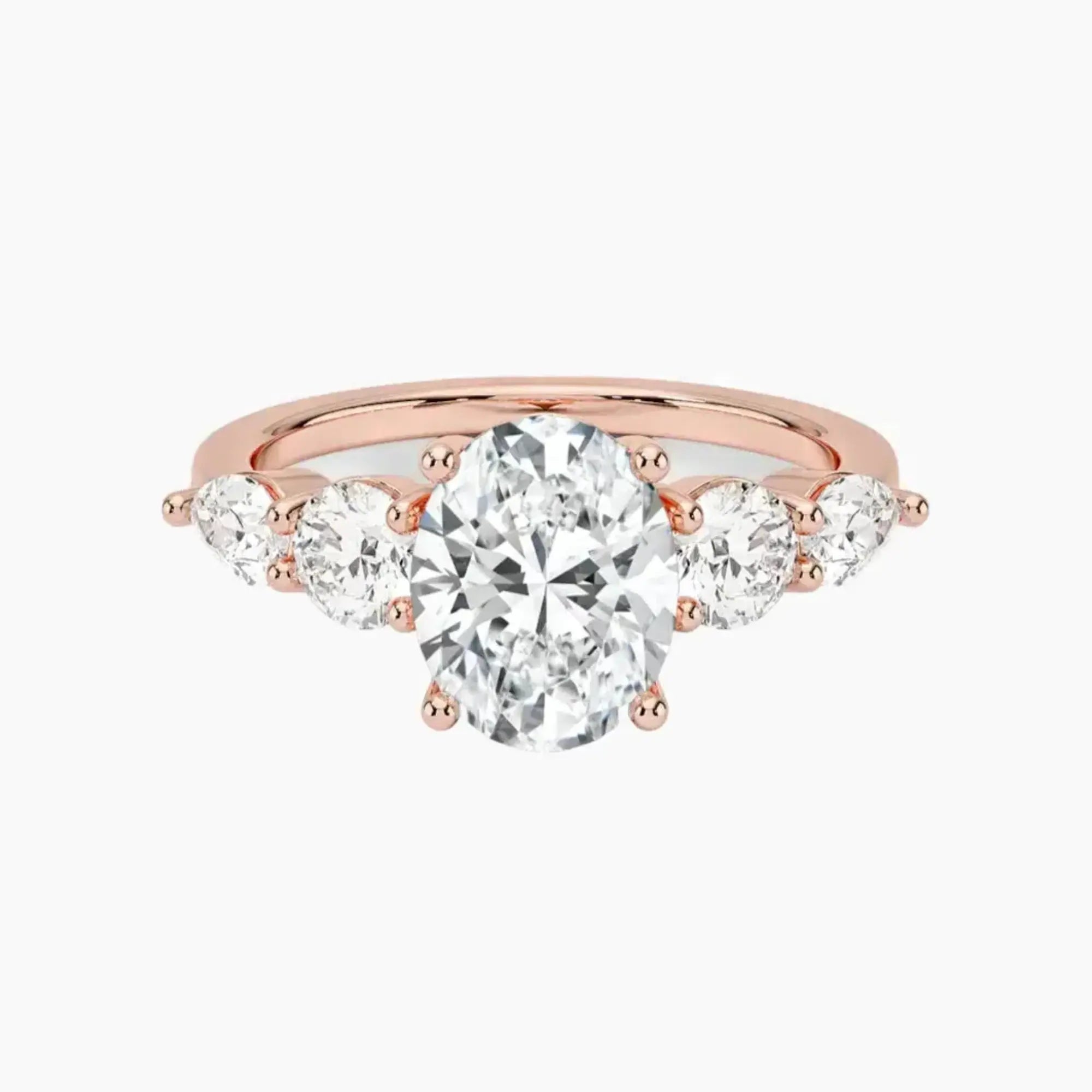 Daria Five Stone Oval Designer 2 Carat Lab Grown Diamond Engagement Ring in 14K Yellow Gold