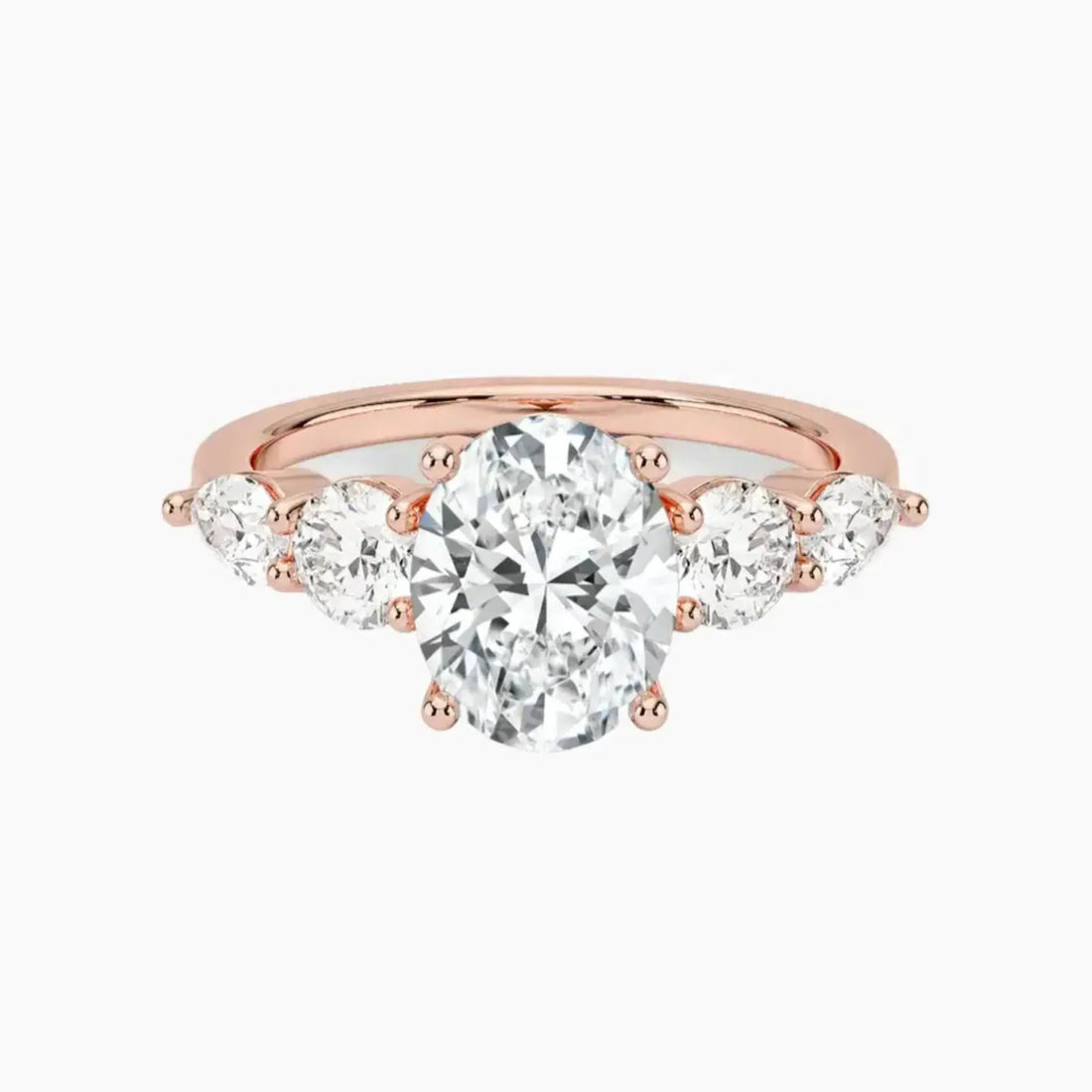 Daria Five Stone Oval Designer 2 Carat Lab Grown Diamond Engagement Ring in 14K Yellow Gold