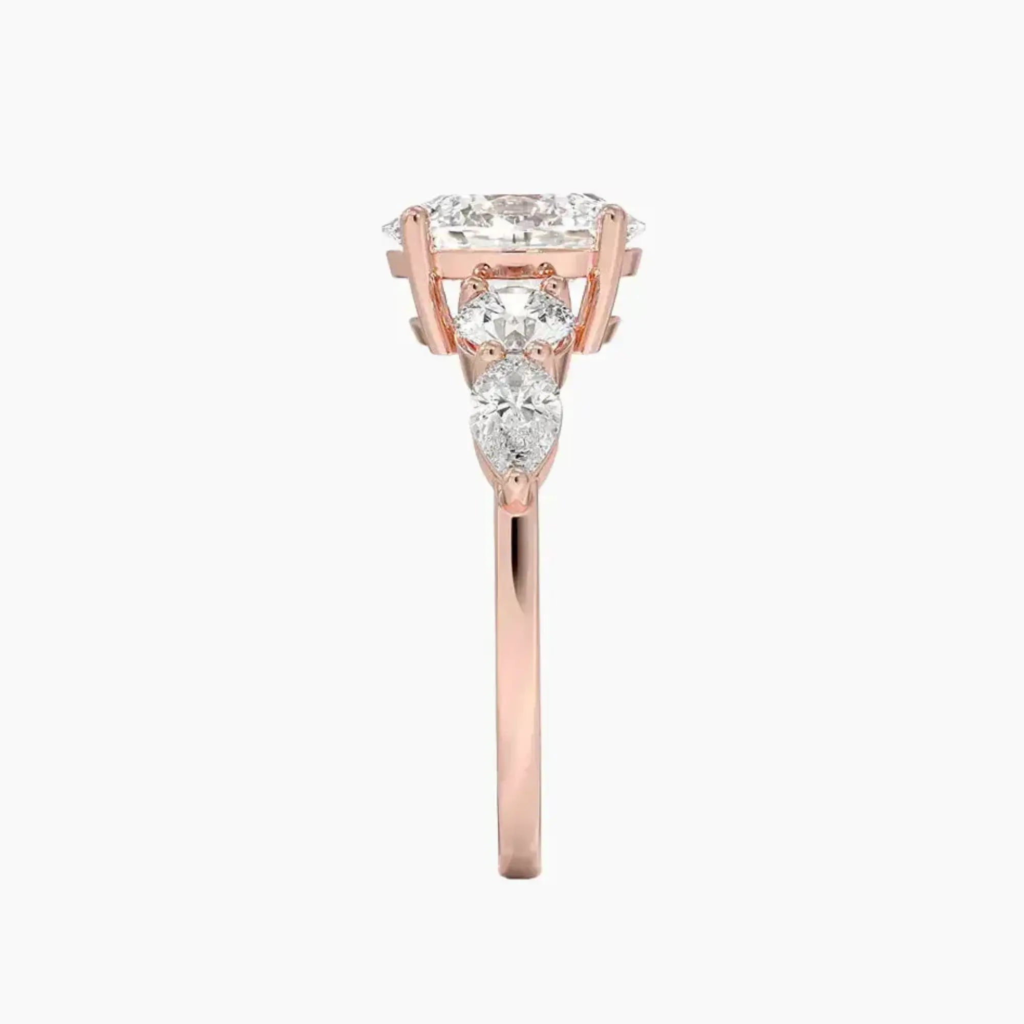 Daria Five Stone Oval Designer 2 Carat Lab Grown Diamond Engagement Ring in 18K Rose Gold