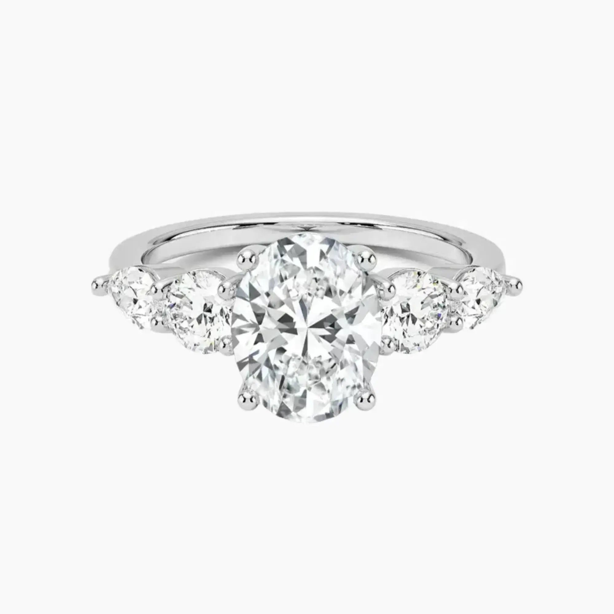 Daria Five Stone Oval Designer Diamond Ring Setting in 14K Rose Gold