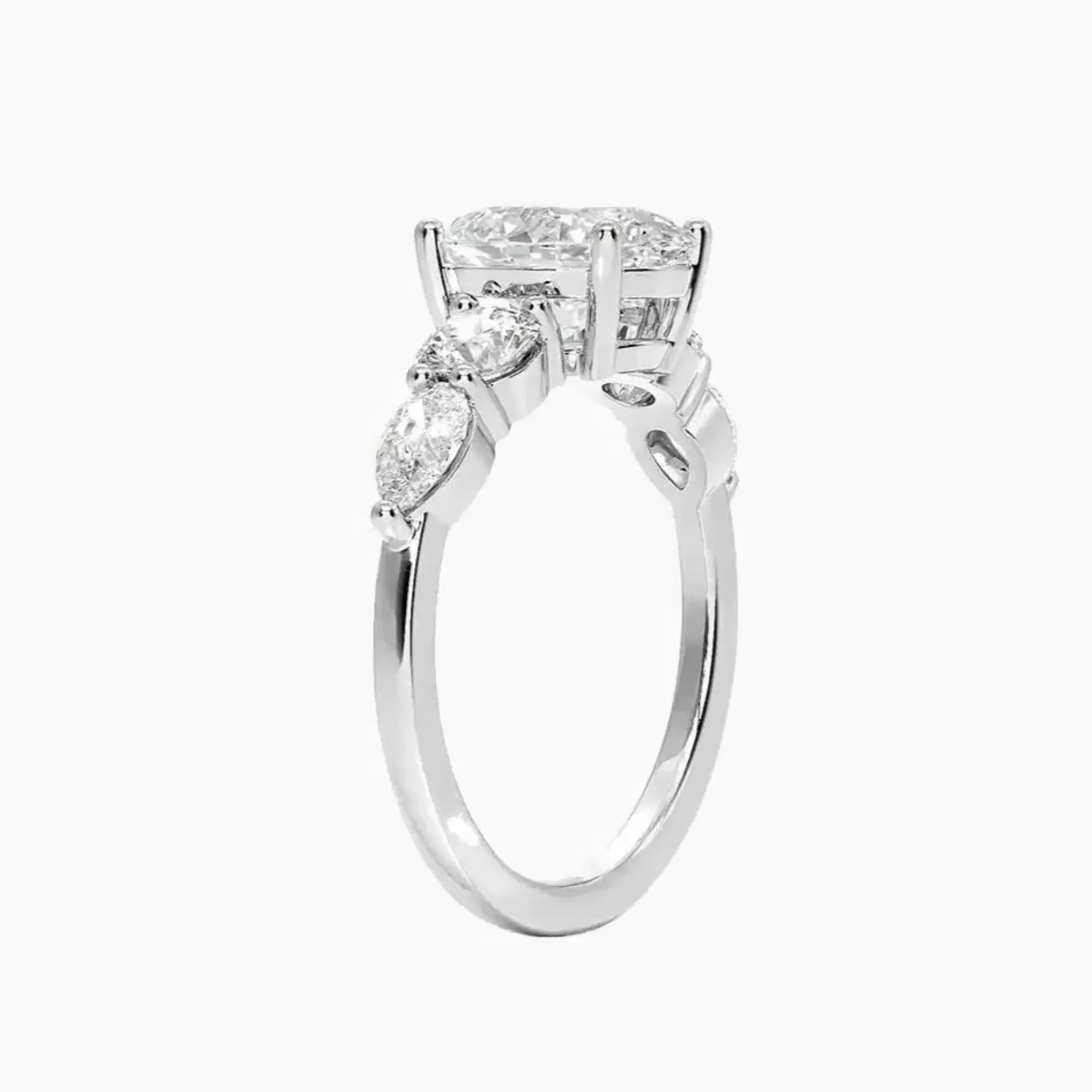 Daria Five Stone Oval Designer 2 Carat Lab Grown Diamond Engagement Ring in 14K Rose Gold