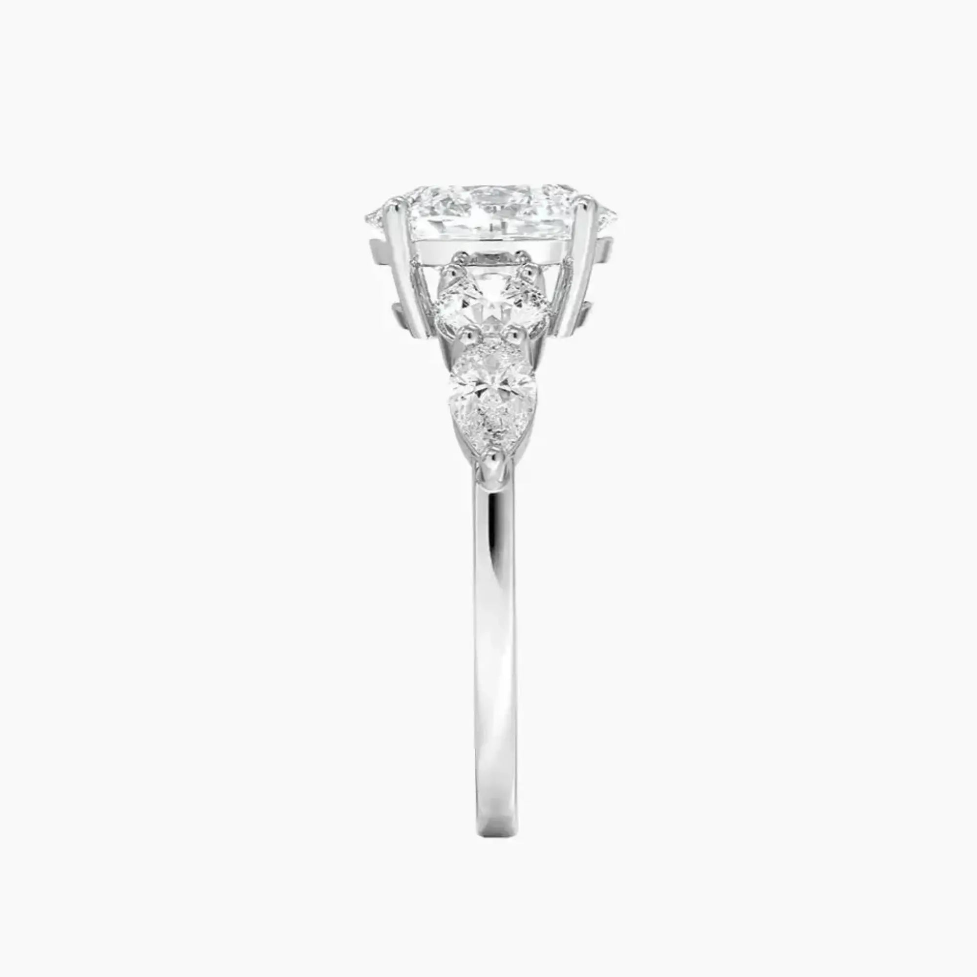 Daria Five Stone Oval Designer 1 Carat Lab Grown Diamond Engagement Ring in 18K White Gold