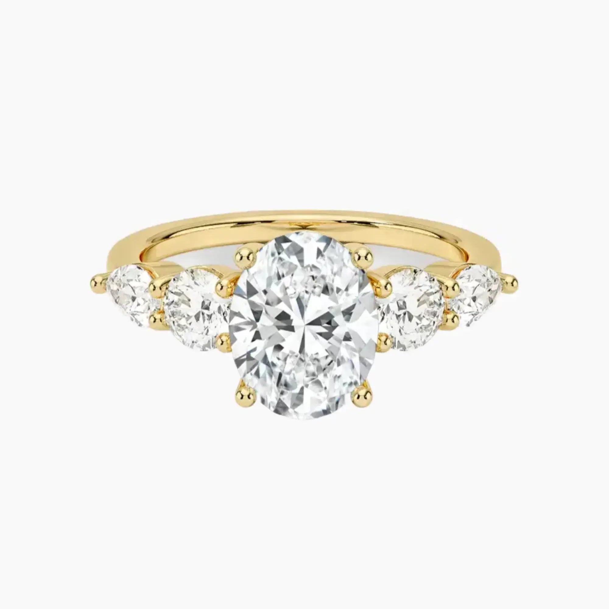 Daria Five Stone Oval Designer 2 Carat Lab Grown Diamond Engagement Ring in 18K Rose Gold