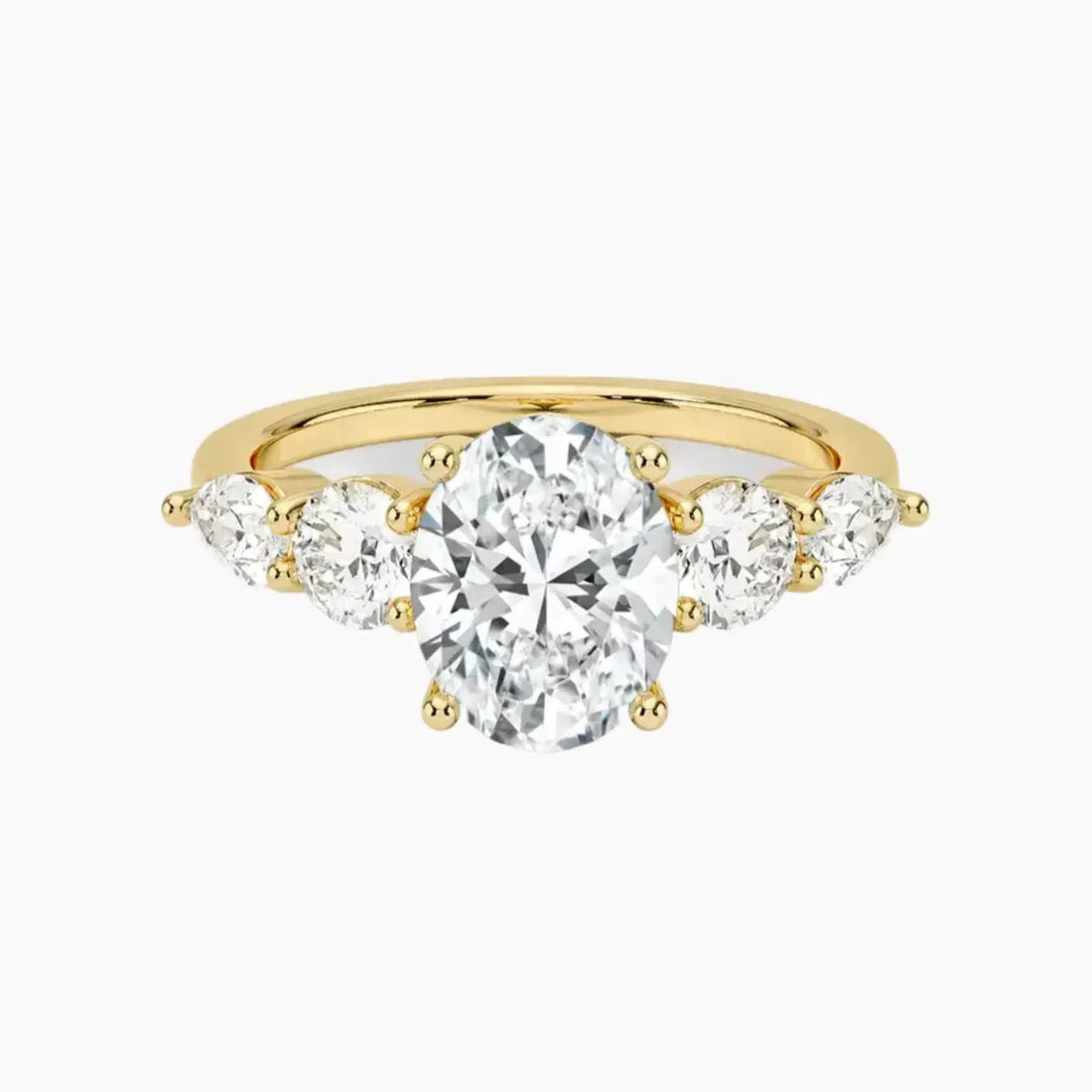 Daria Five Stone Oval Designer 2 Carat Lab Grown Diamond Engagement Ring in 18K Rose Gold