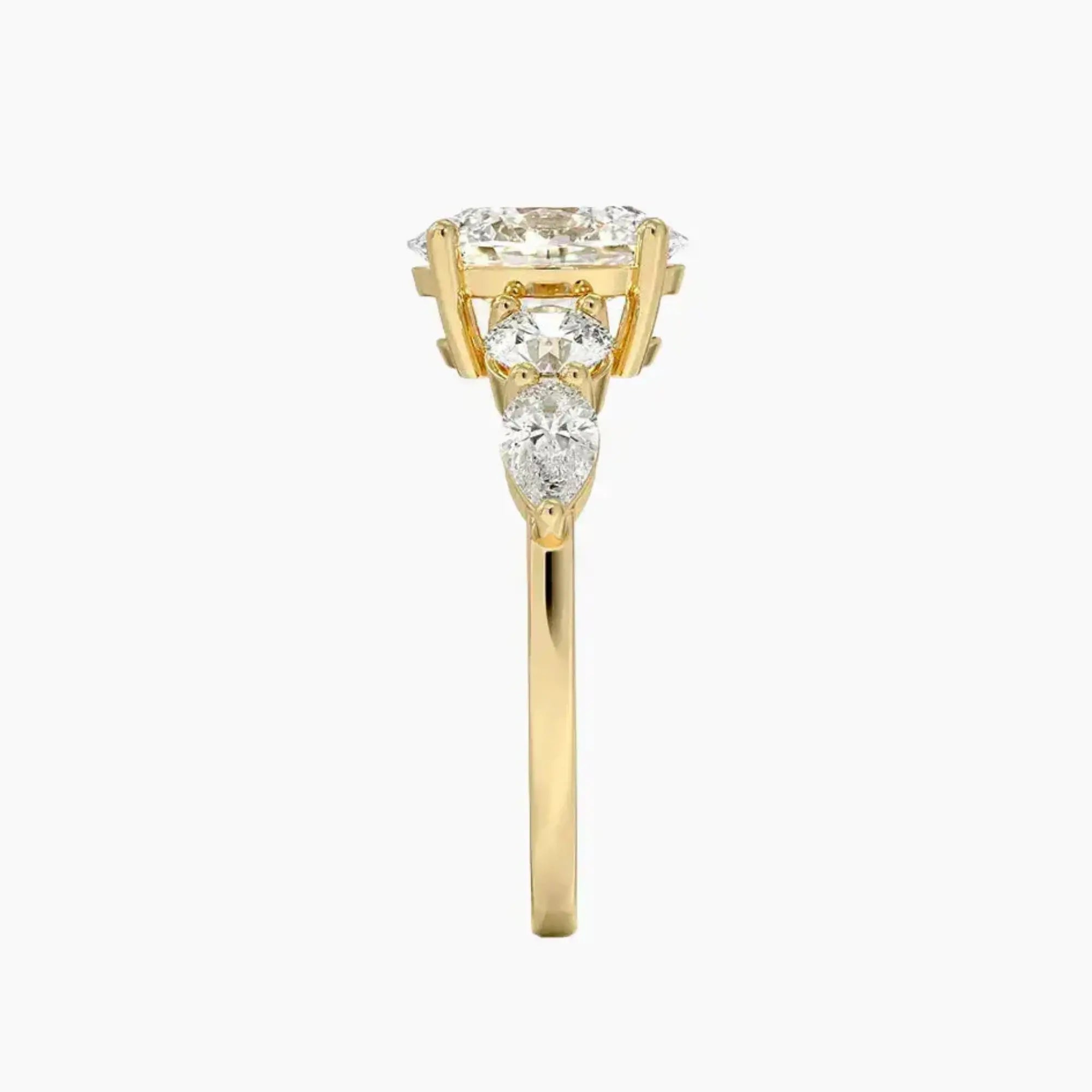 Daria Five Stone Oval Designer 1.5 Carat Lab Grown Diamond Engagement Ring in 14K White Gold