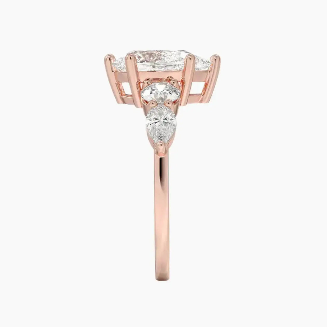 Daria Five Stone Pear Designer Diamond Ring Setting in 14K Rose Gold