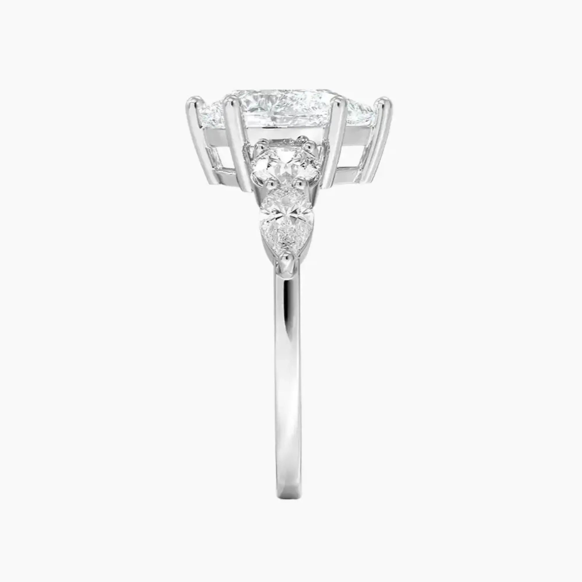 Daria Five Stone Pear Designer 2 Carat Lab Grown Diamond Engagement Ring in 14K Rose Gold