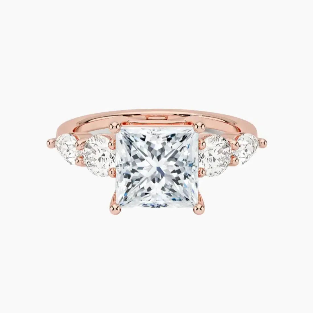 Daria Five Stone Princess Designer 2 Carat Lab Grown Diamond Engagement Ring in 14K Yellow Gold