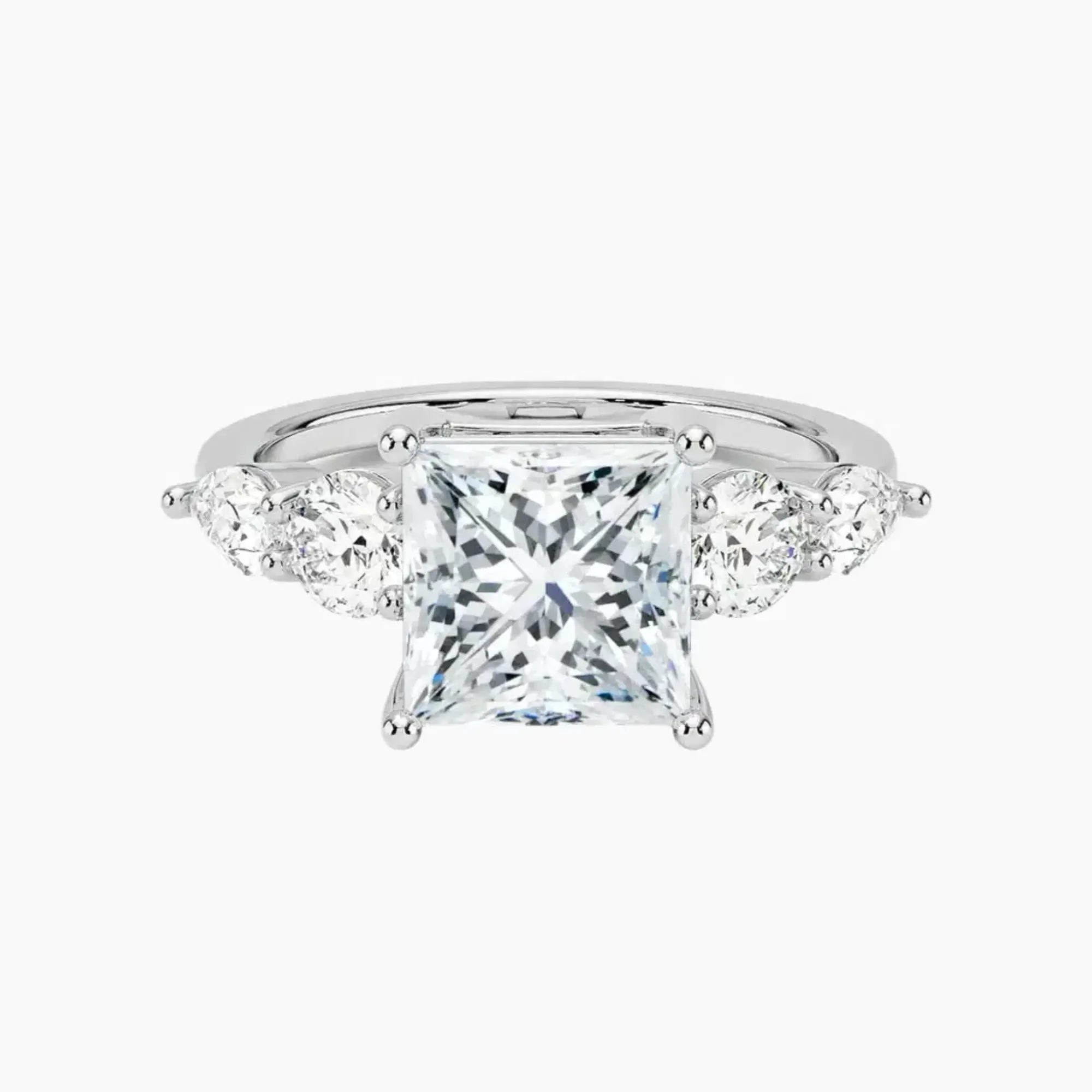 Daria Five Stone Princess Designer 3 Carat Lab Grown Diamond Engagement Ring in 14K Yellow Gold