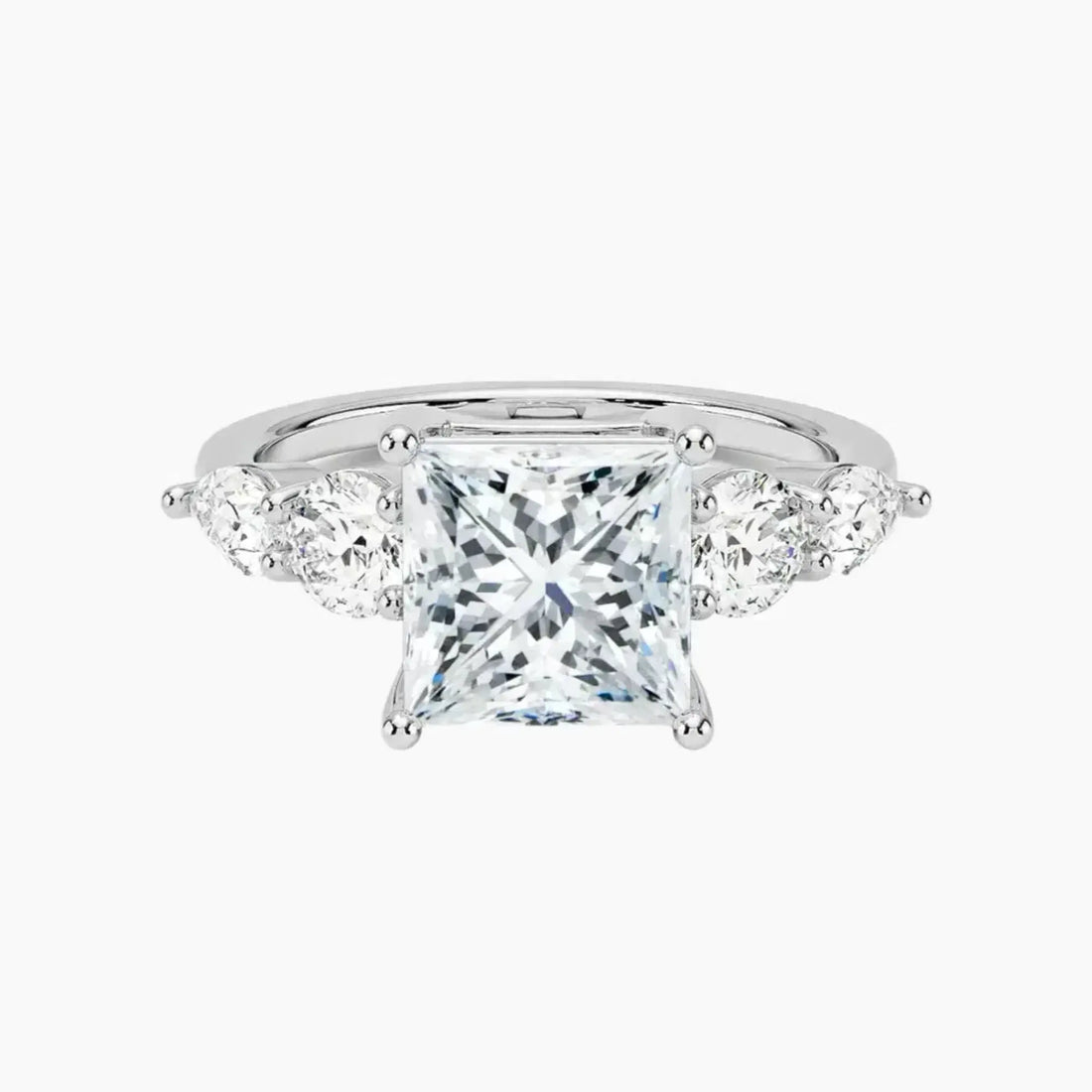 Daria Five Stone Princess Designer 1.5 Carat Lab Grown Diamond Engagement Ring in 14K White Gold