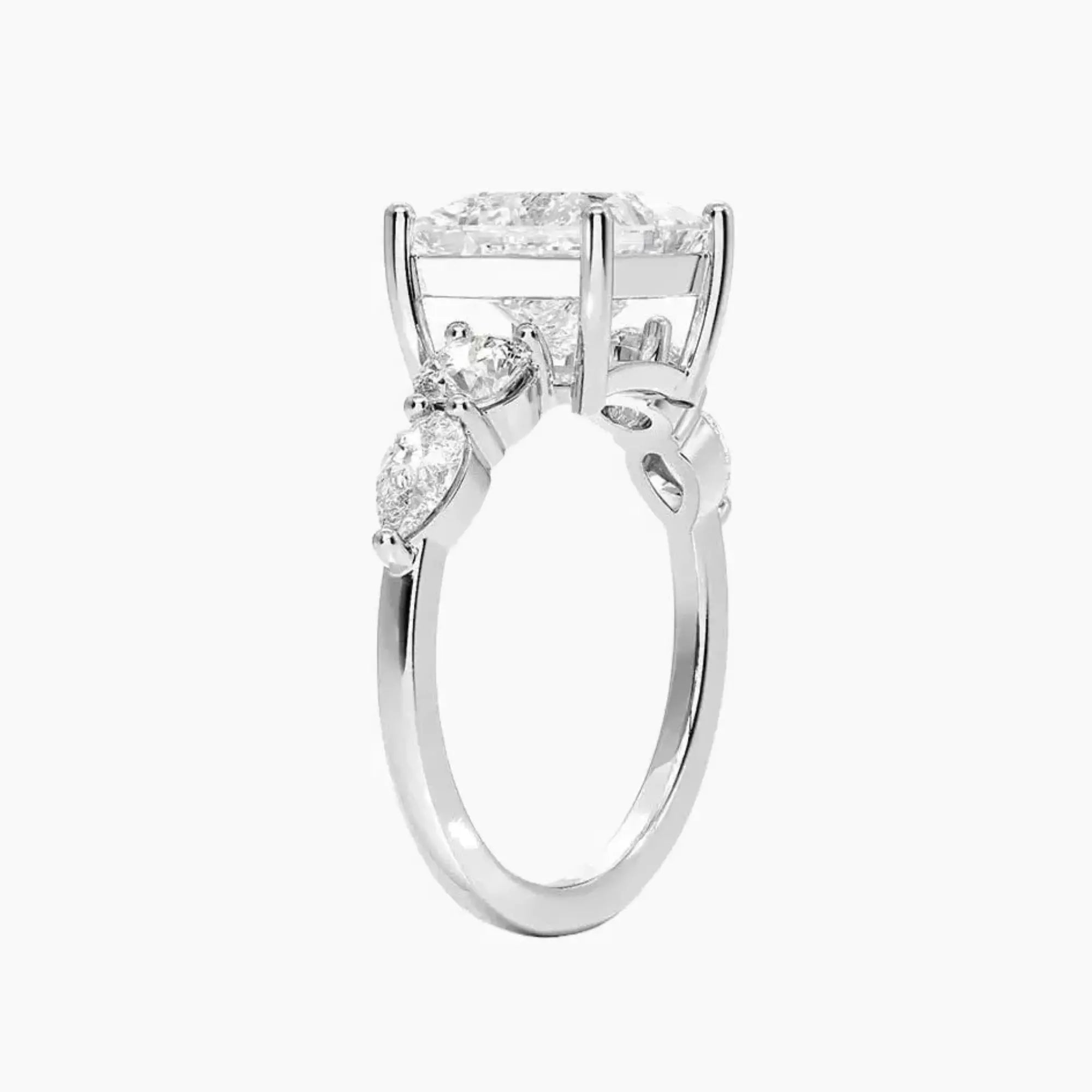 Daria Five Stone Princess Designer 1.5 Carat Lab Grown Diamond Engagement Ring in 18K Yellow Gold
