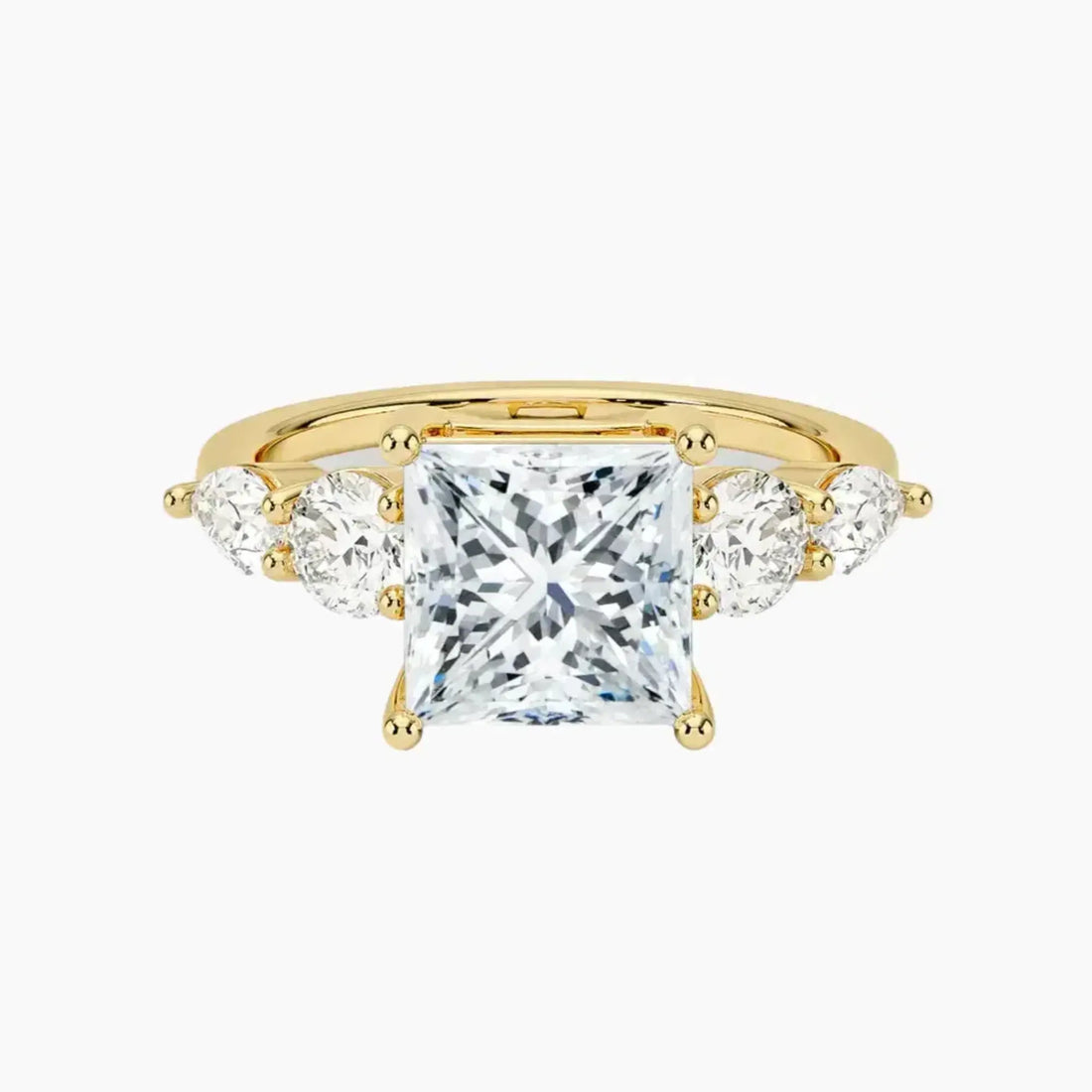 Daria Five Stone Princess Designer Diamond Ring Setting in 18K Yellow Gold