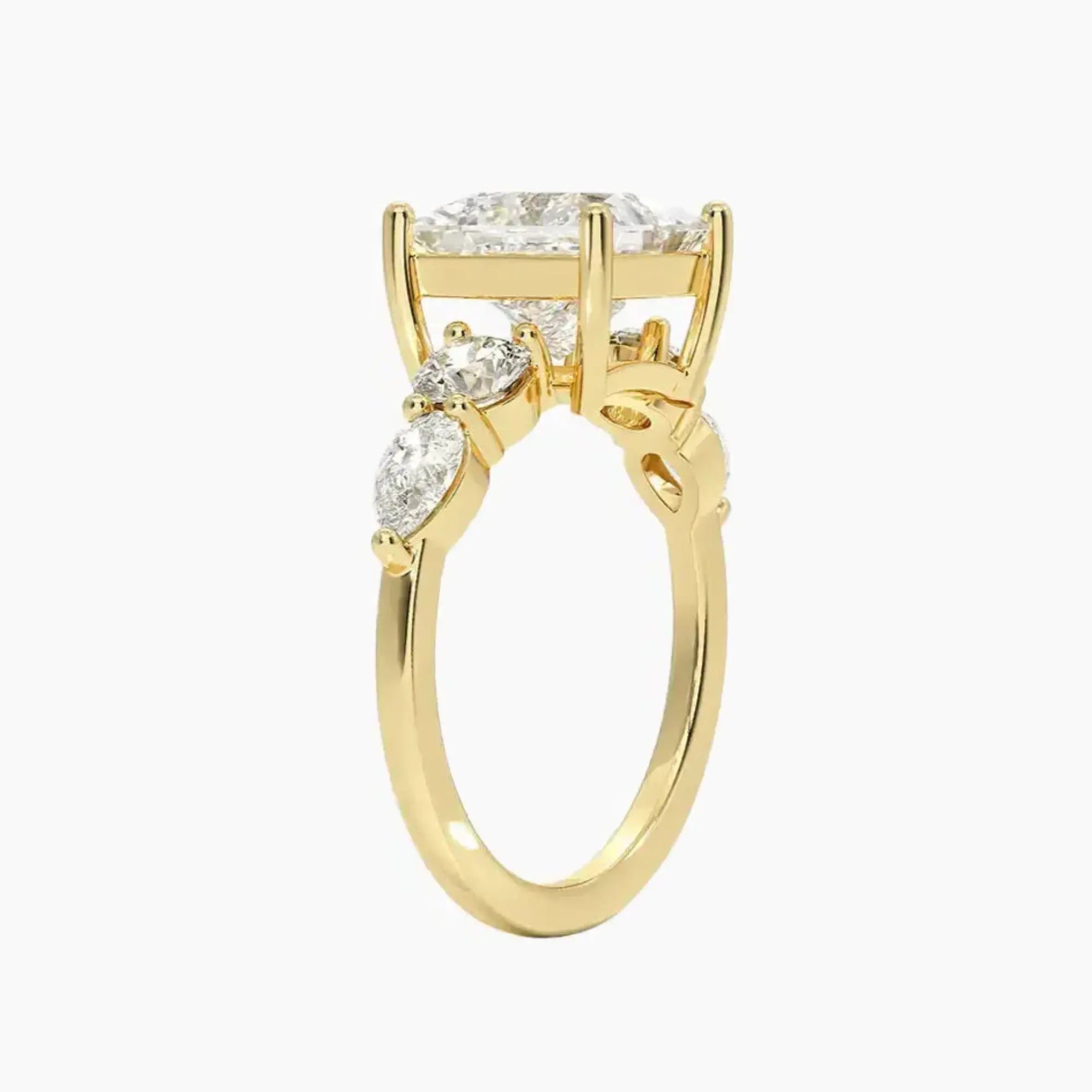Daria Five Stone Princess Designer 2 Carat Lab Grown Diamond Engagement Ring in 14K Yellow Gold