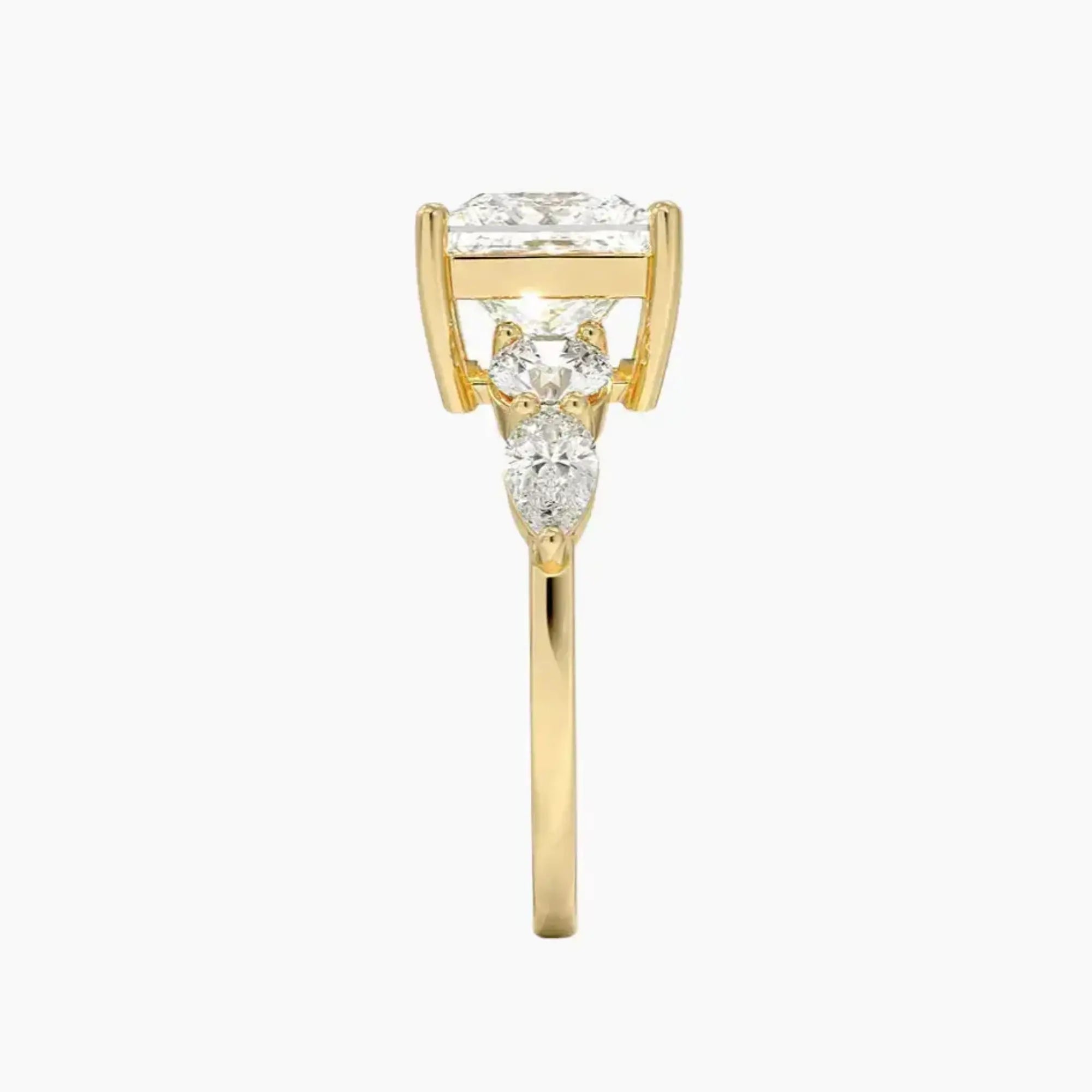 Daria Five Stone Princess Designer Diamond Ring Setting in 14K Yellow Gold
