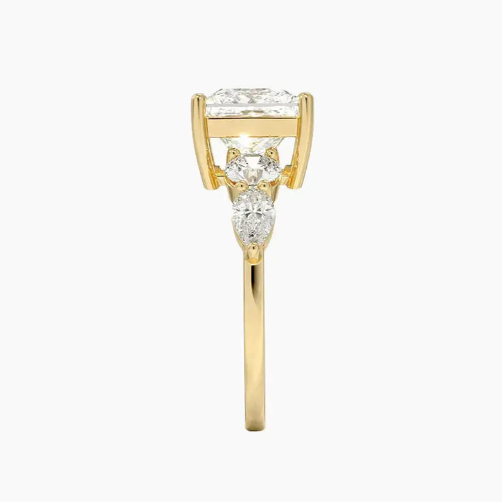 Daria Five Stone Princess Designer 1.5 Carat Lab Grown Diamond Engagement Ring in 14K Rose Gold
