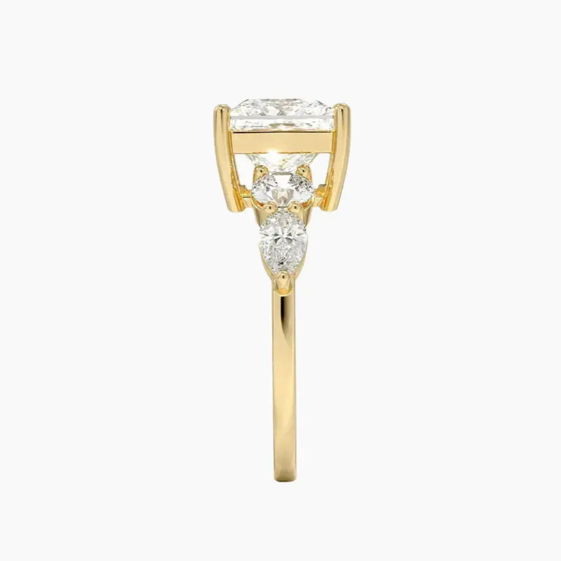 Daria Five Stone Princess Designer 2 Carat Lab Grown Diamond Engagement Ring in 18K Yellow Gold