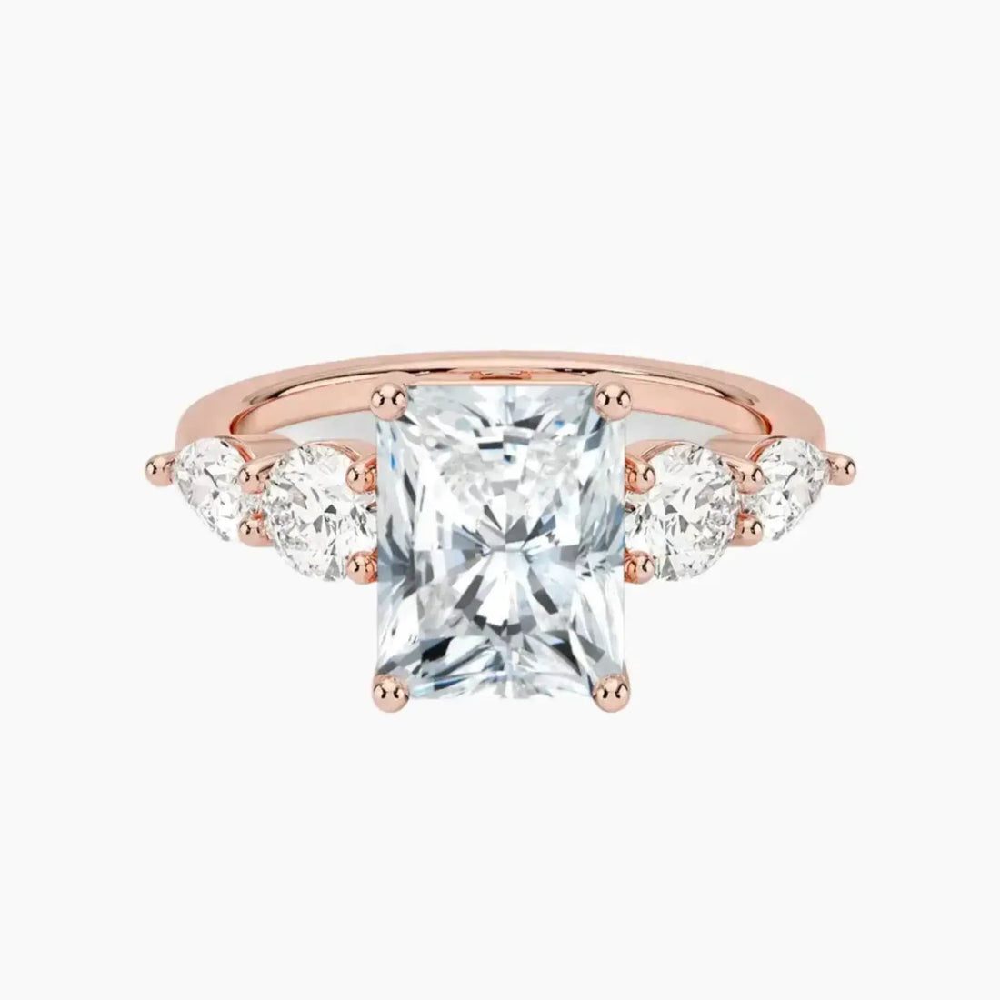 Daria Five Stone Radiant Designer 1.5 Carat Lab Grown Diamond Engagement Ring in 18K White Gold