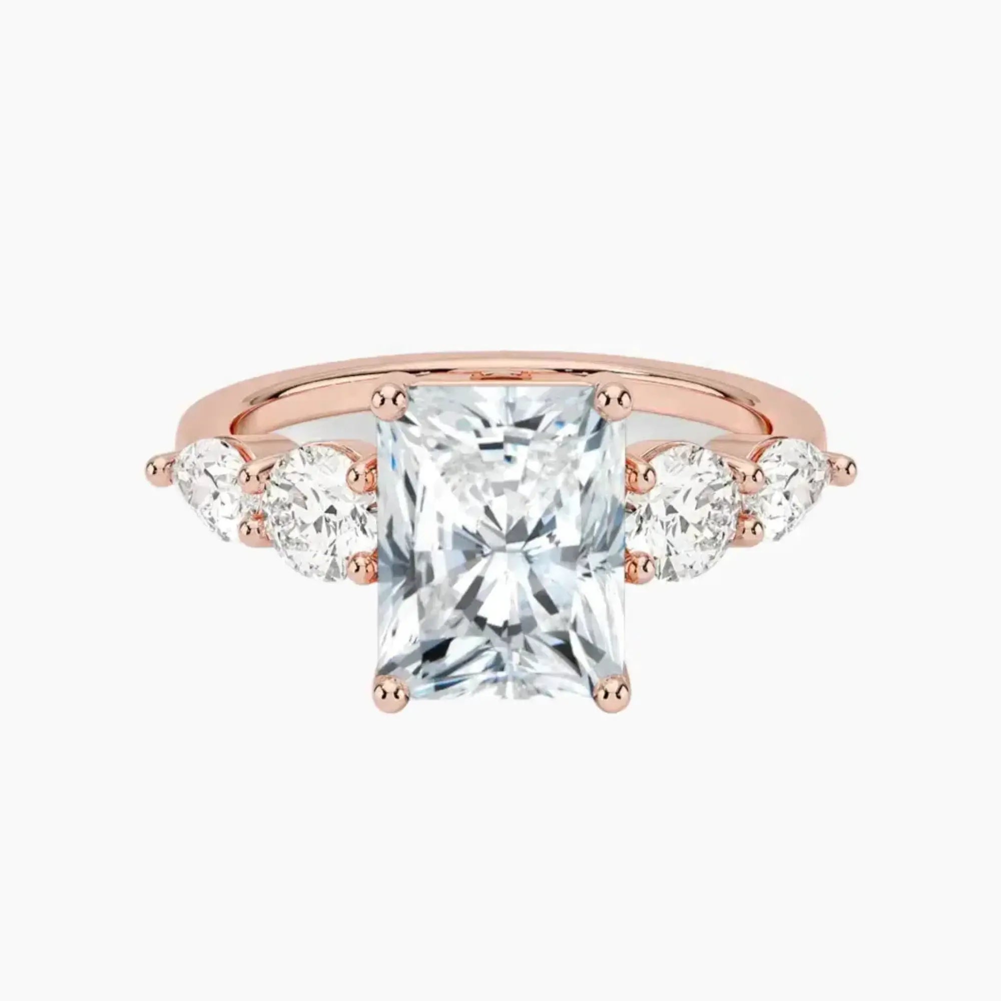 Daria Five Stone Radiant Designer 2.5 Carat Lab Grown Diamond Engagement Ring in 18K Yellow Gold