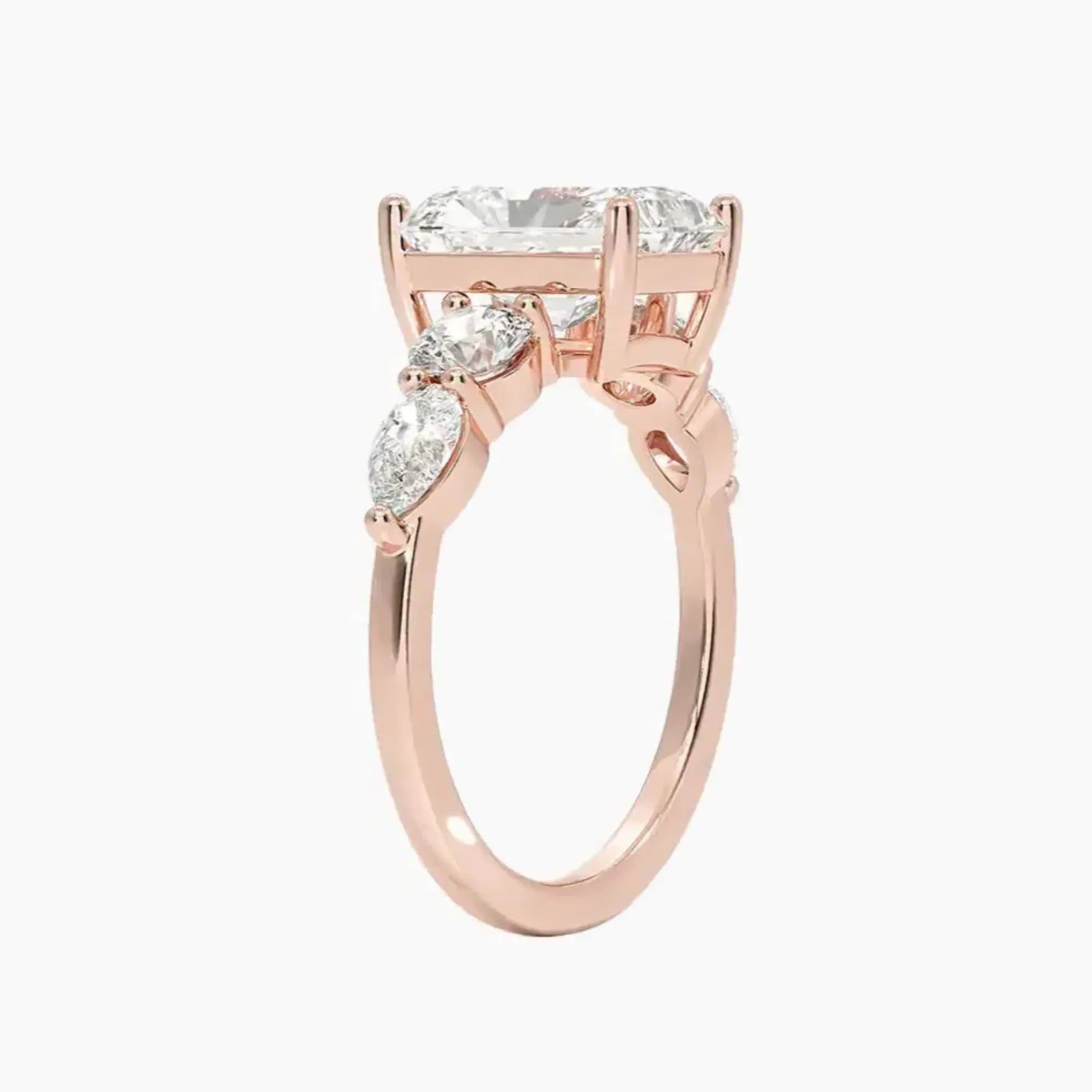 Daria Five Stone Radiant Designer Diamond Ring Setting in 18K Rose Gold