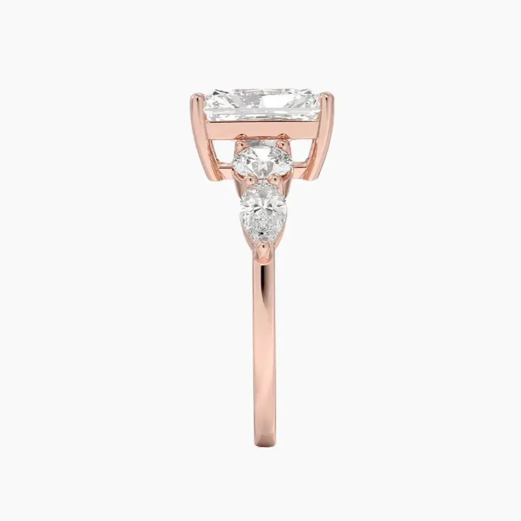 Daria Five Stone Radiant Designer 2 Carat Lab Grown Diamond Engagement Ring in 18K Yellow Gold
