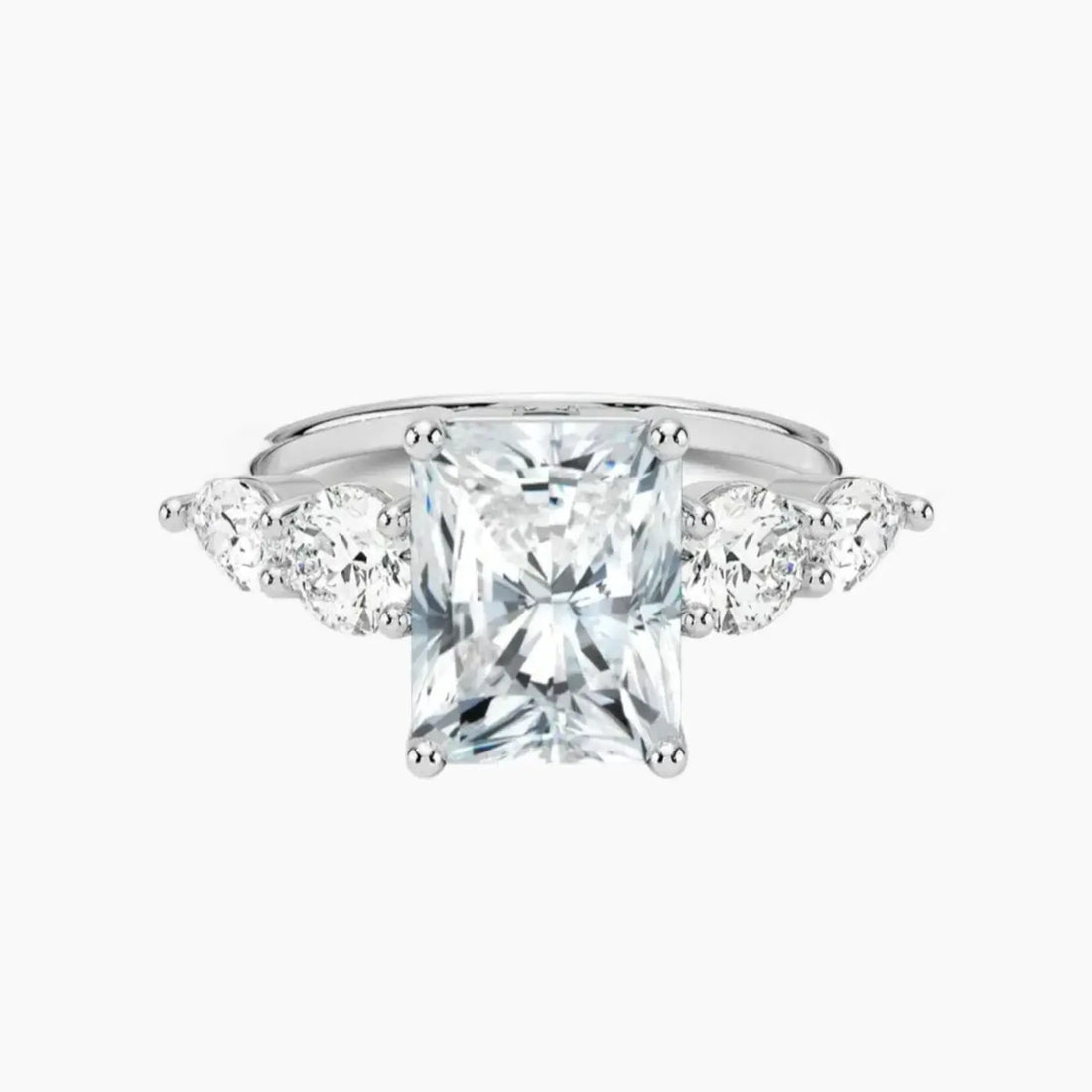 Daria Five Stone Radiant Designer Diamond Ring Setting in 18K Rose Gold