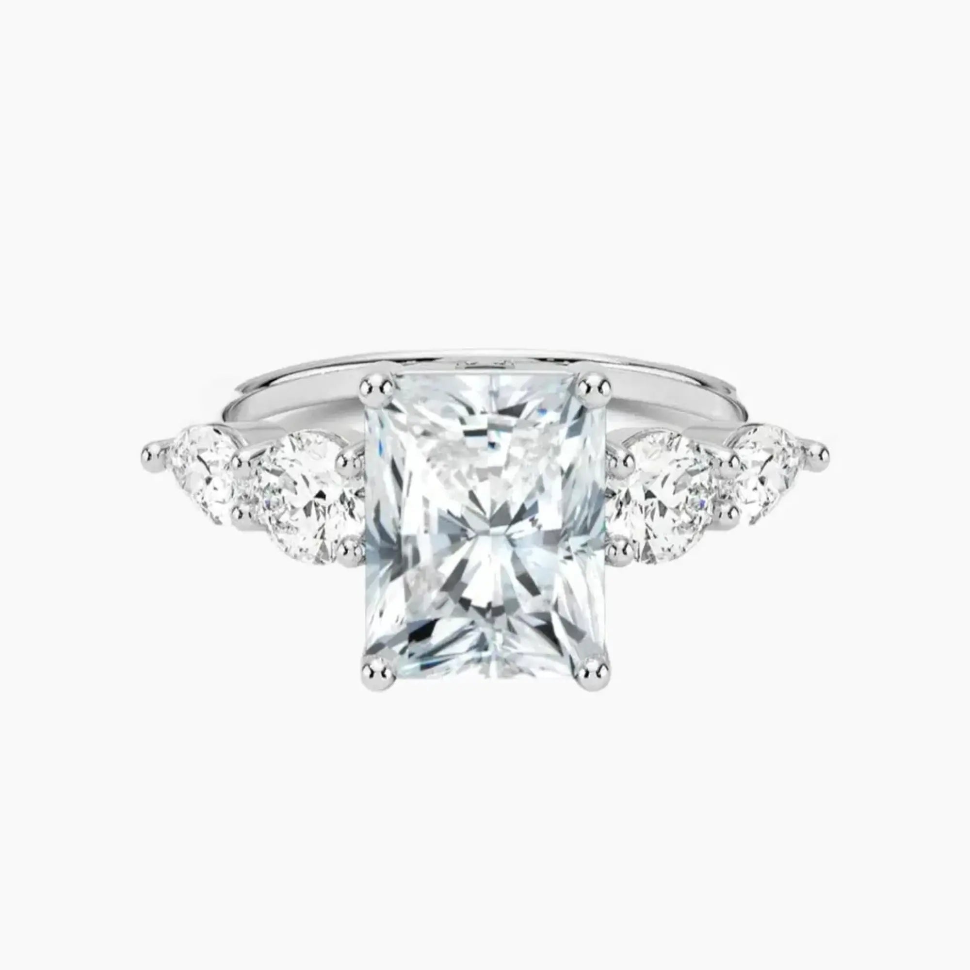 Daria Five Stone Radiant Designer Diamond Ring Setting in 14K White Gold