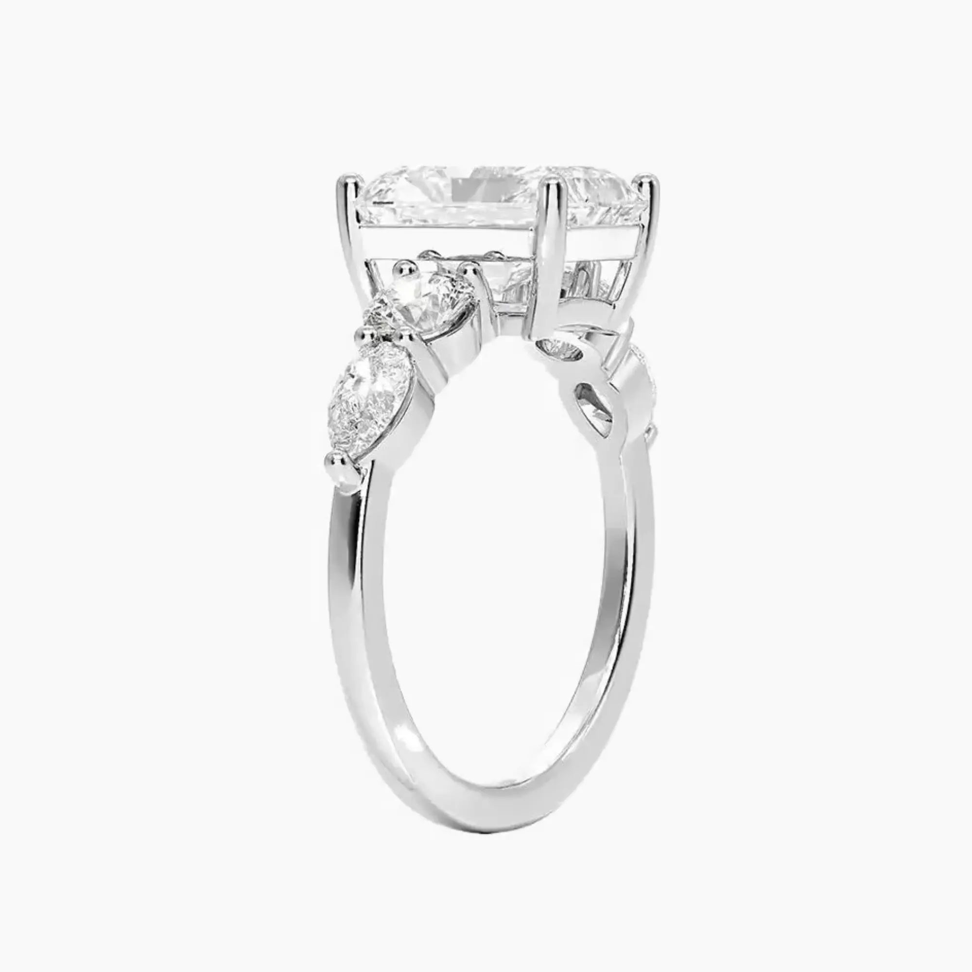 Daria Five Stone Radiant Designer Diamond Ring Setting in 18K Rose Gold