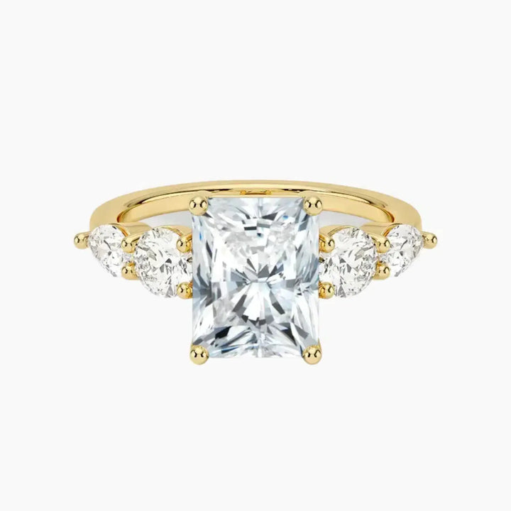 Daria Five Stone Radiant Designer 3 Carat Lab Grown Diamond Engagement Ring in 14K Yellow Gold
