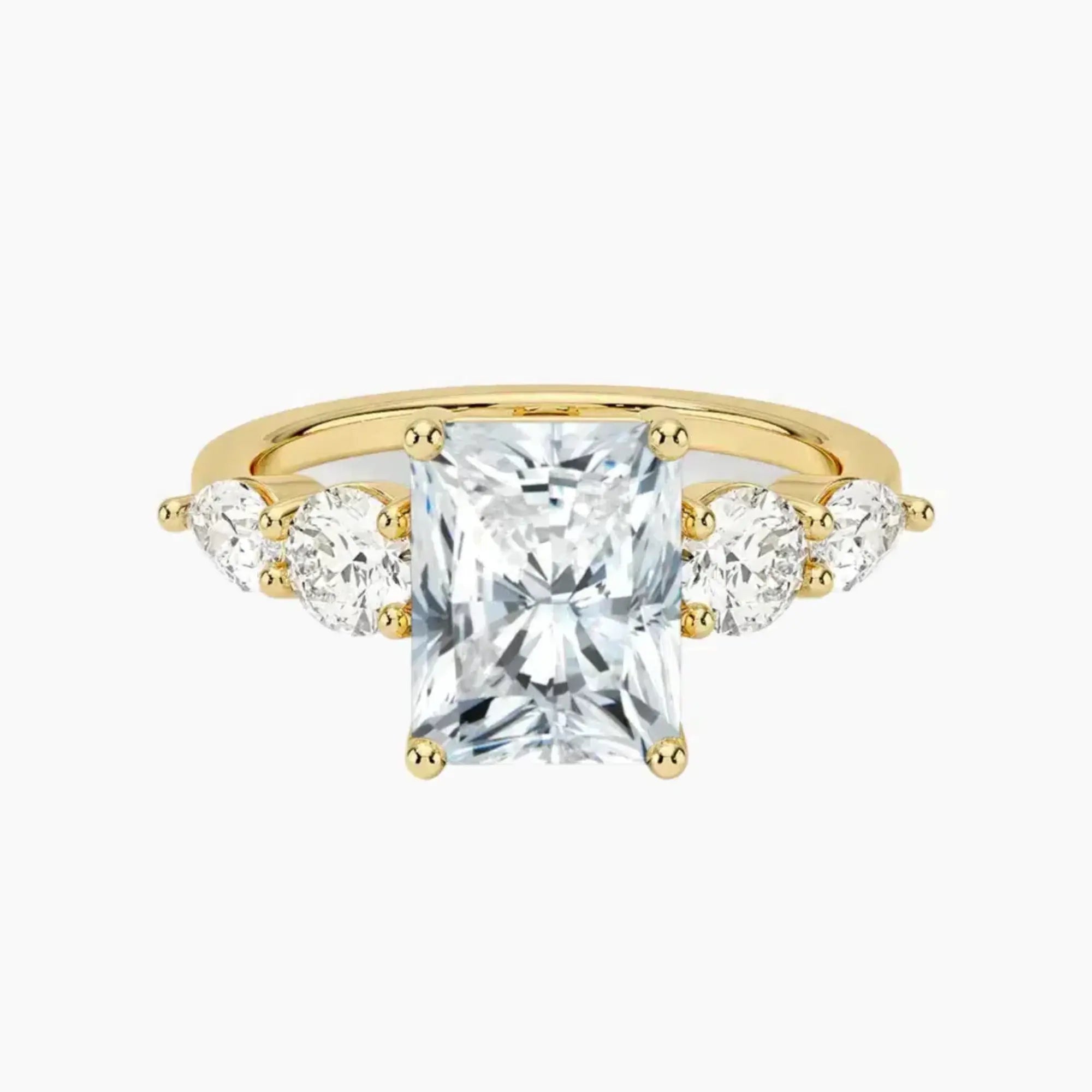 Daria Five Stone Radiant Designer Diamond Ring Setting in 18K White Gold