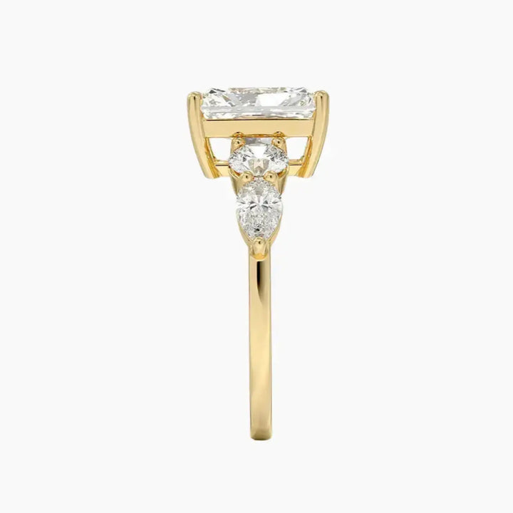 Daria Five Stone Radiant Designer 3 Carat Lab Grown Diamond Engagement Ring in 14K Rose Gold