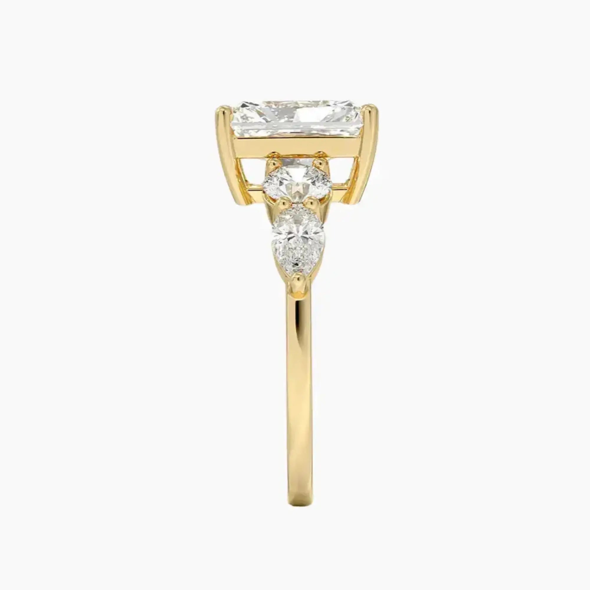 Daria Five Stone Radiant Designer Diamond Ring Setting in 18K Rose Gold