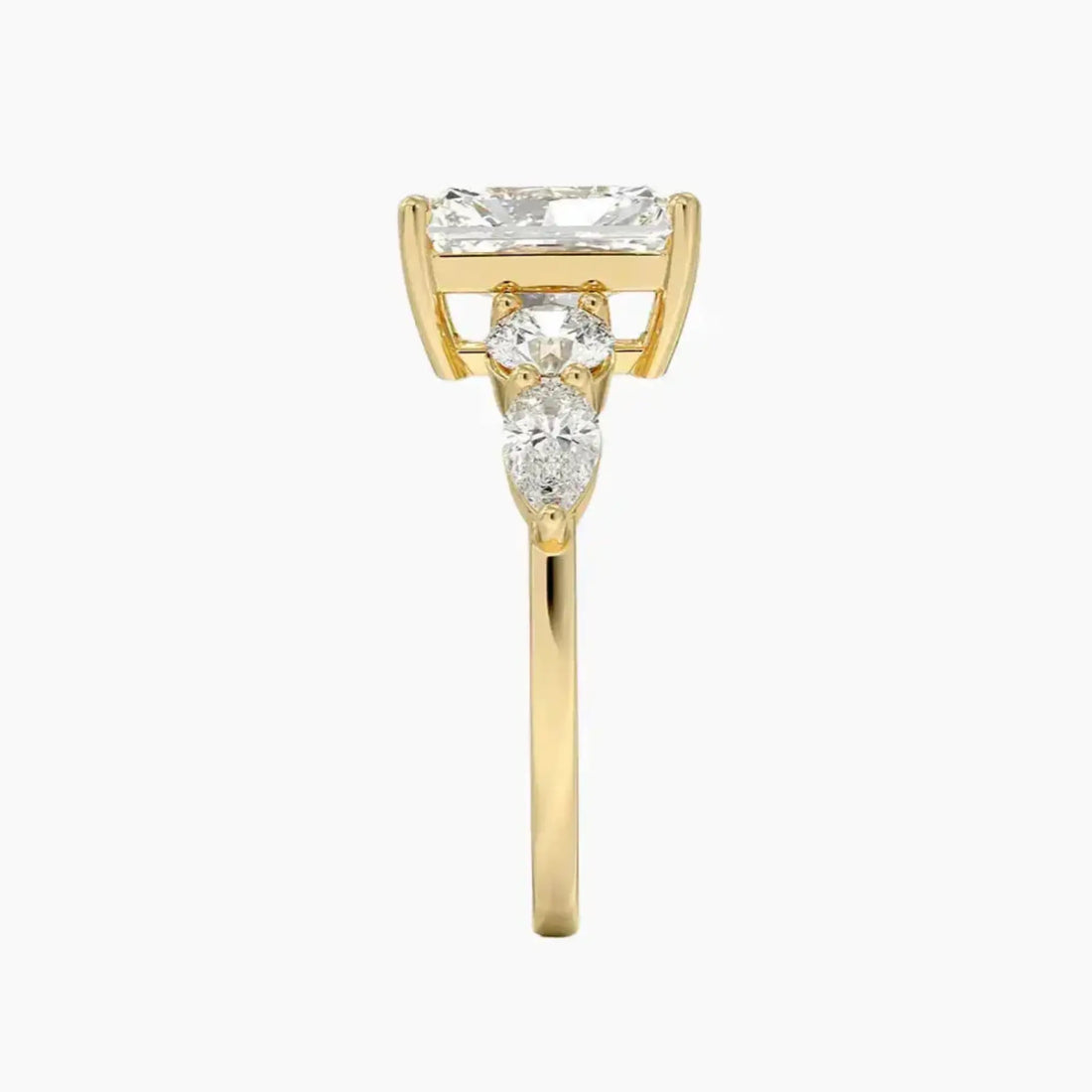 Daria Five Stone Radiant Designer 1 Carat Lab Grown Diamond Engagement Ring in 14K Rose Gold