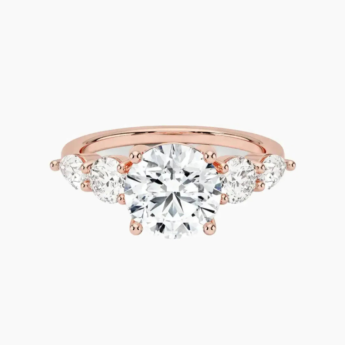 Daria Five Stone Round Designer 3 Carat Lab Grown Diamond Engagement Ring in 14K White Gold